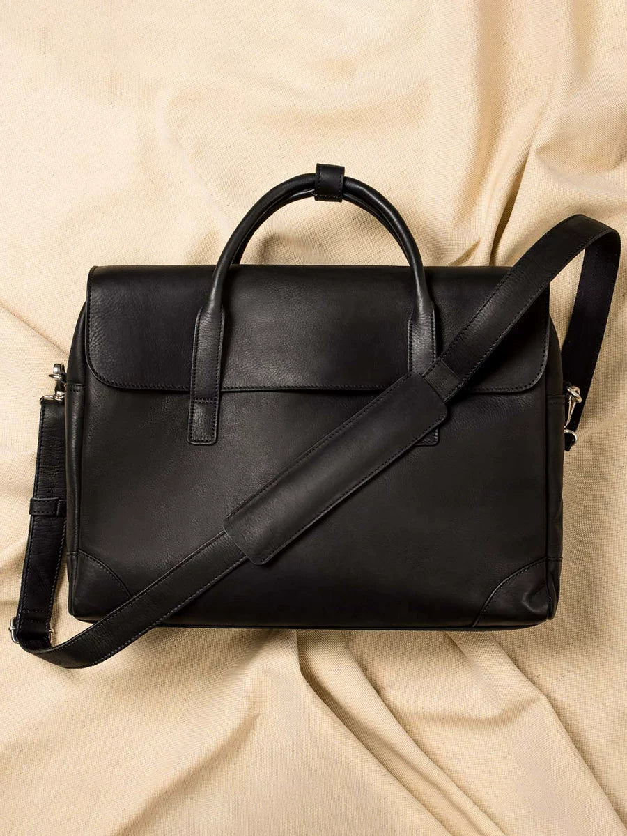 Top-Grain Vegetable-Tanned Leather Flap Briefcase - Image 4