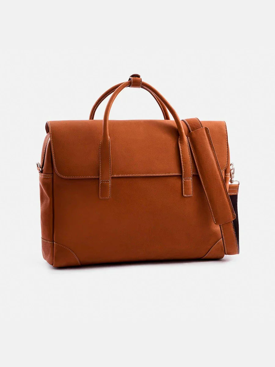 Top-Grain Vegetable-Tanned Leather Flap Briefcase - Image 5
