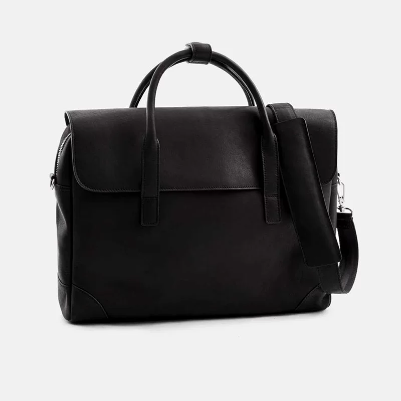 Top-Grain Vegetable-Tanned Leather Flap Briefcase - Image 7