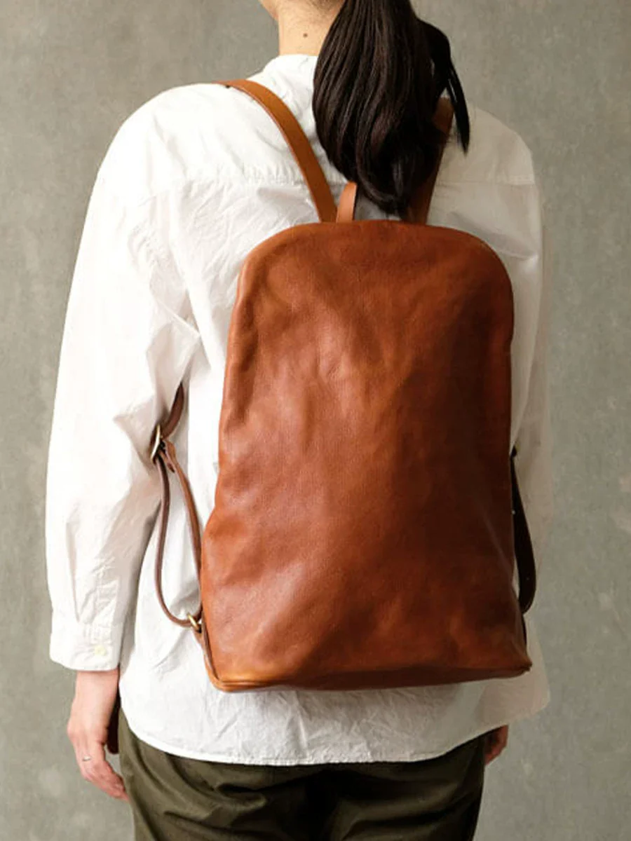 Top-Grain Vegetable-Tanned Leather Laptop Backpack