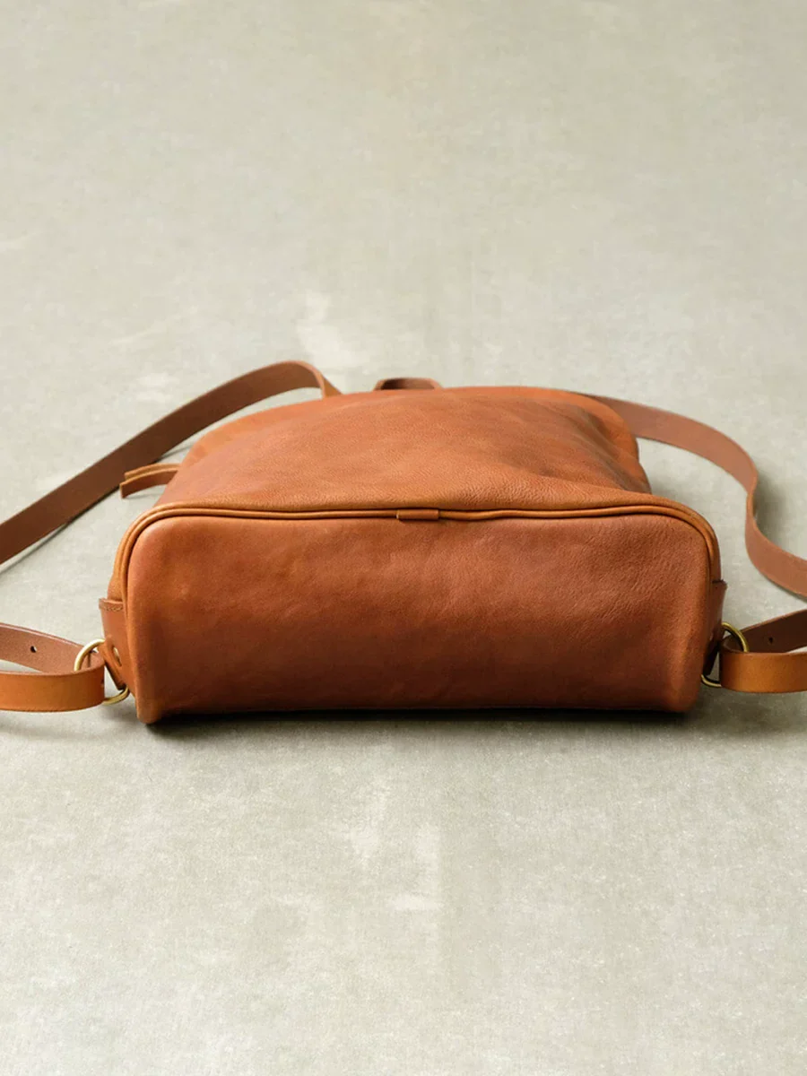 Top-Grain Vegetable-Tanned Leather Laptop Backpack - Image 5