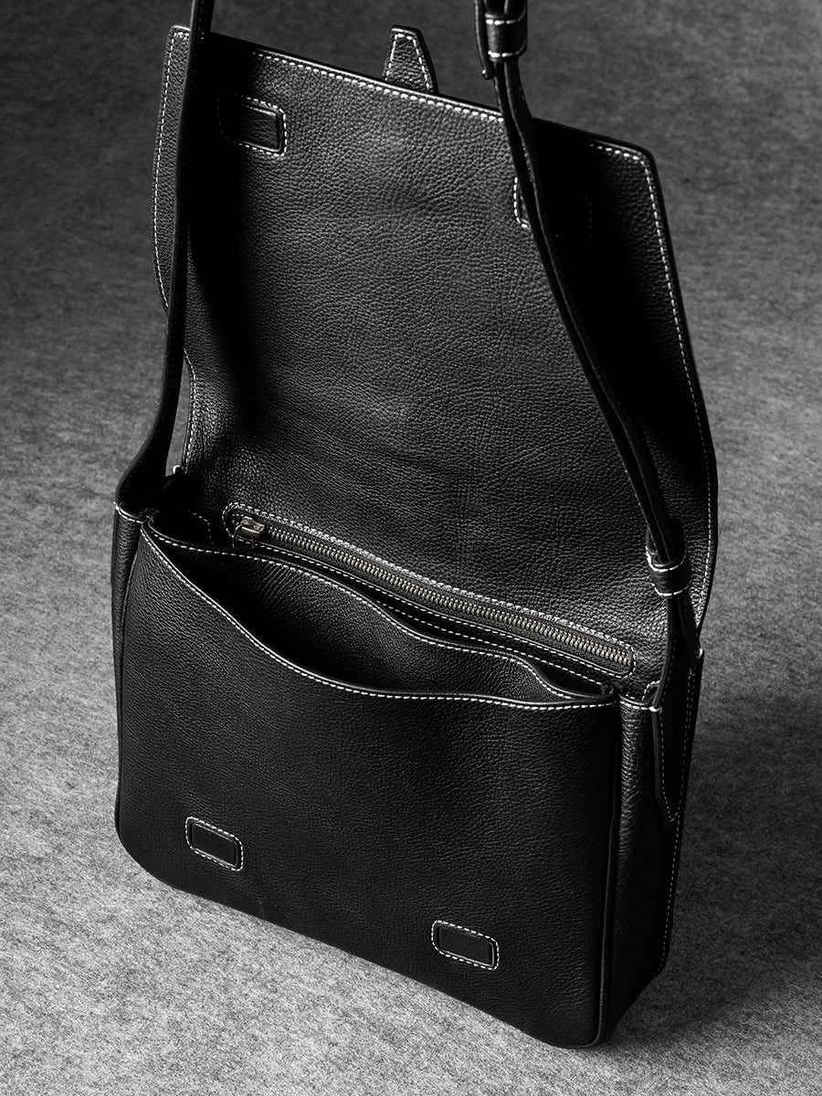 Top-Grain Vegetable-Tanned Leather Messenger Bag - Image 5