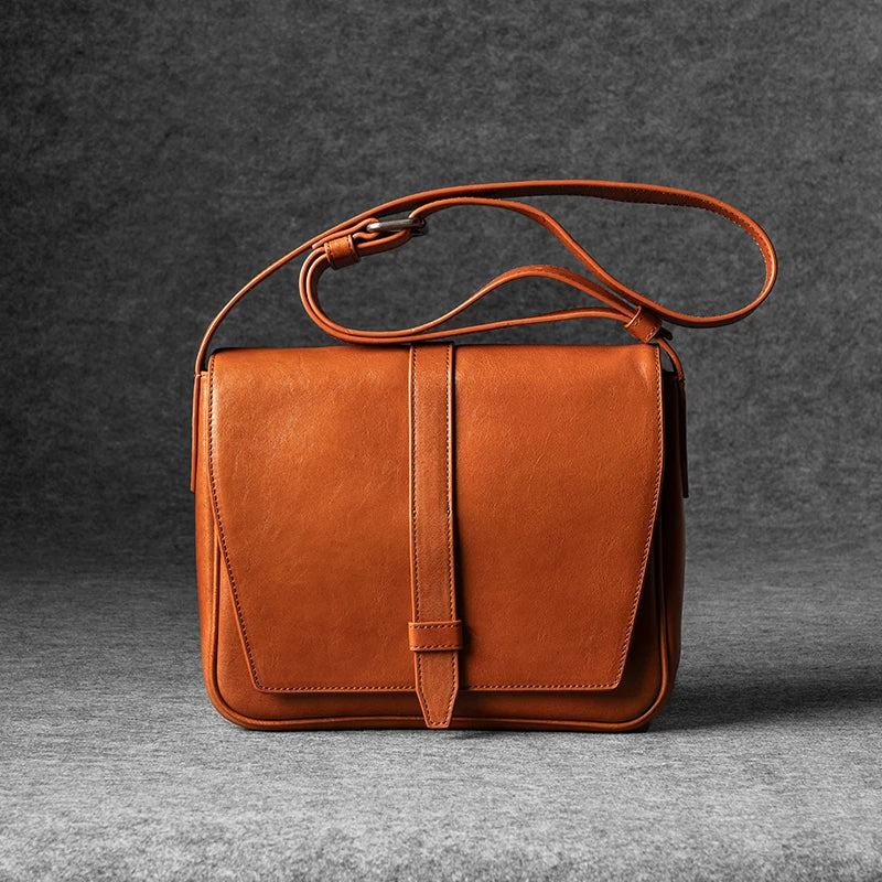 Top-Grain Vegetable-Tanned Leather Messenger Bag - Image 6