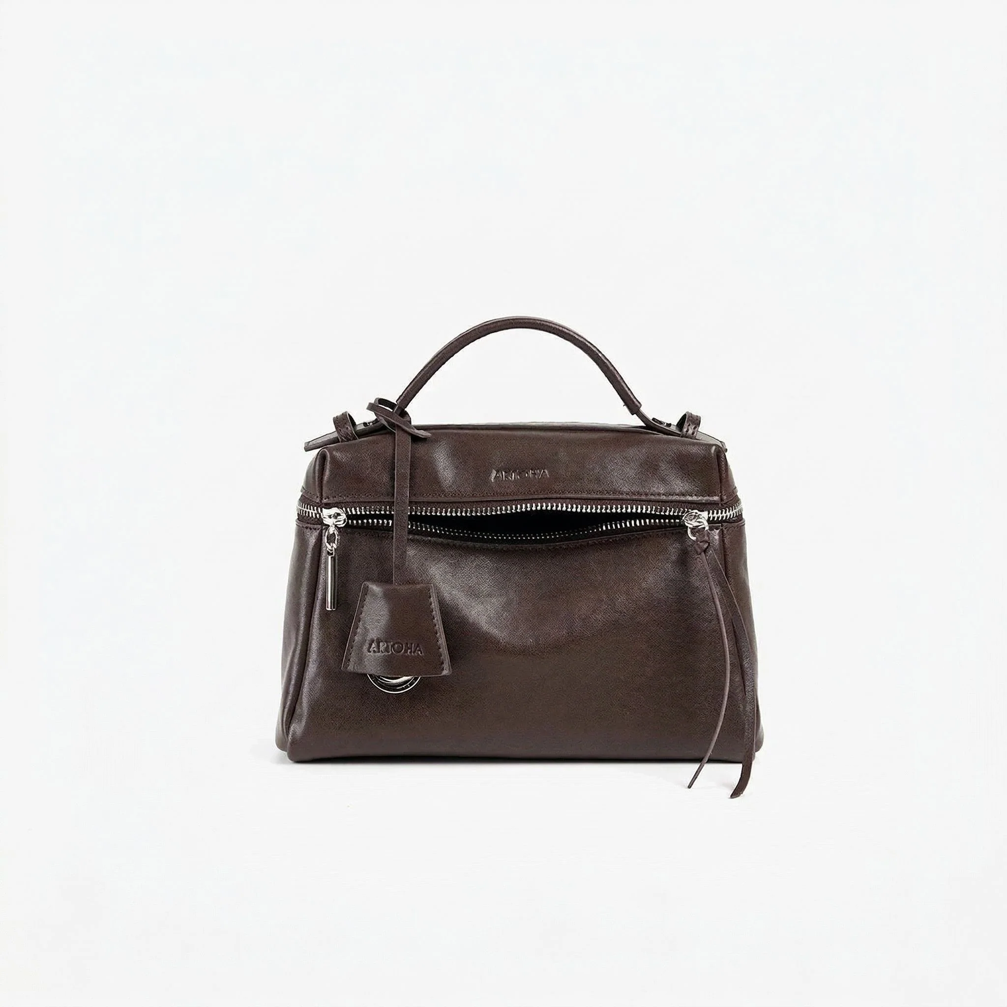 Top-Zip Top-Grain Leather Satchel - Image 11