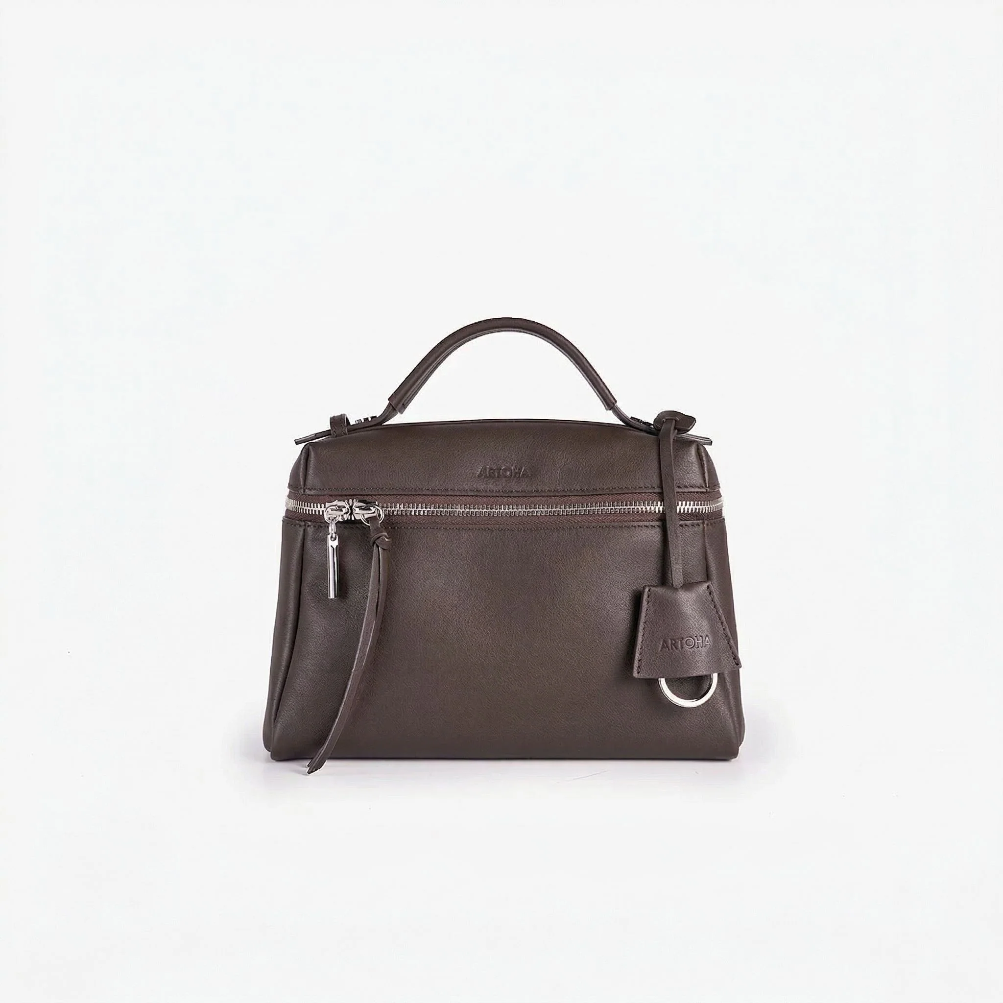 Top-Zip Top-Grain Leather Satchel - Image 13