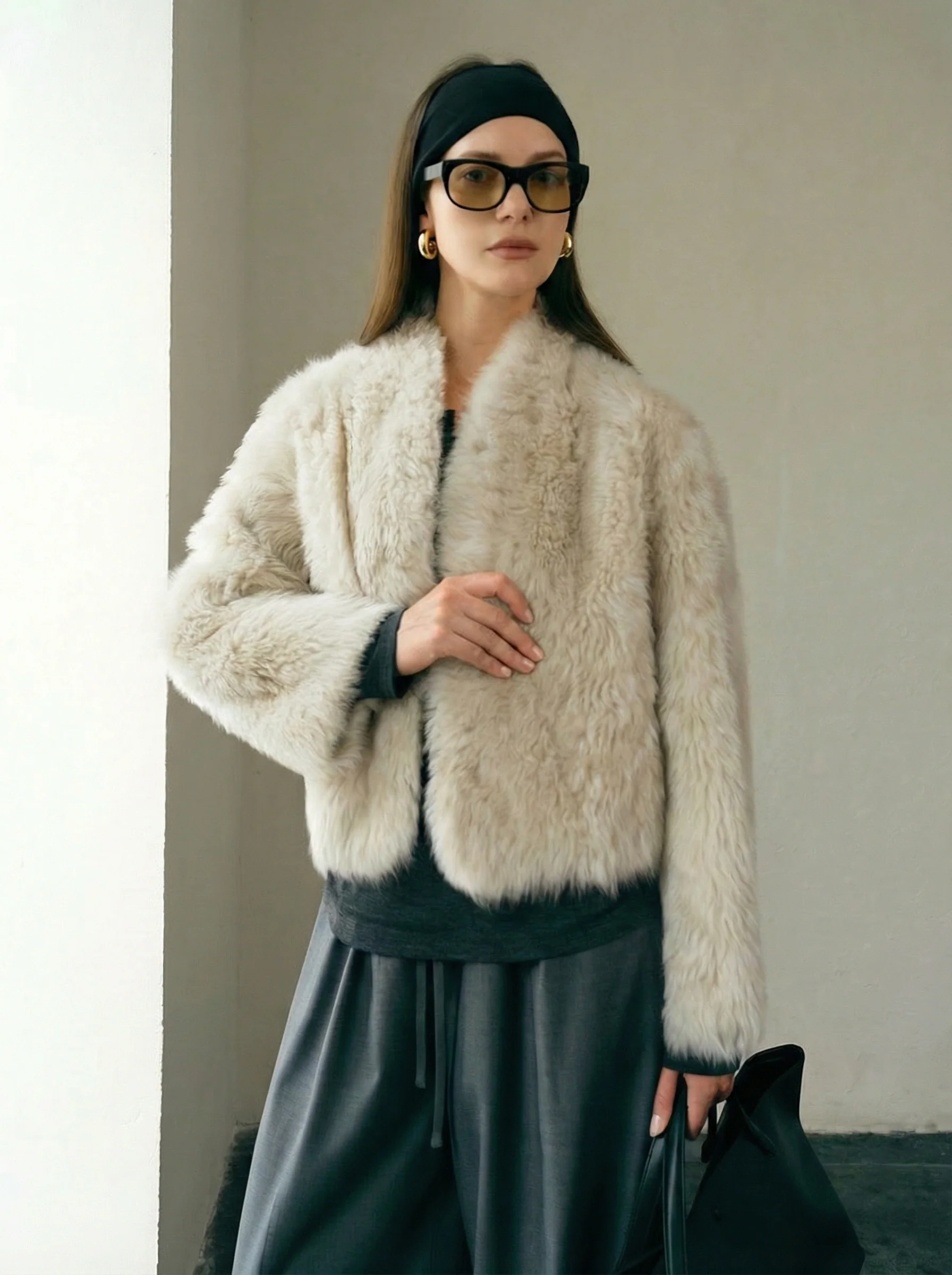 Toscana Shearling Cropped Jacket