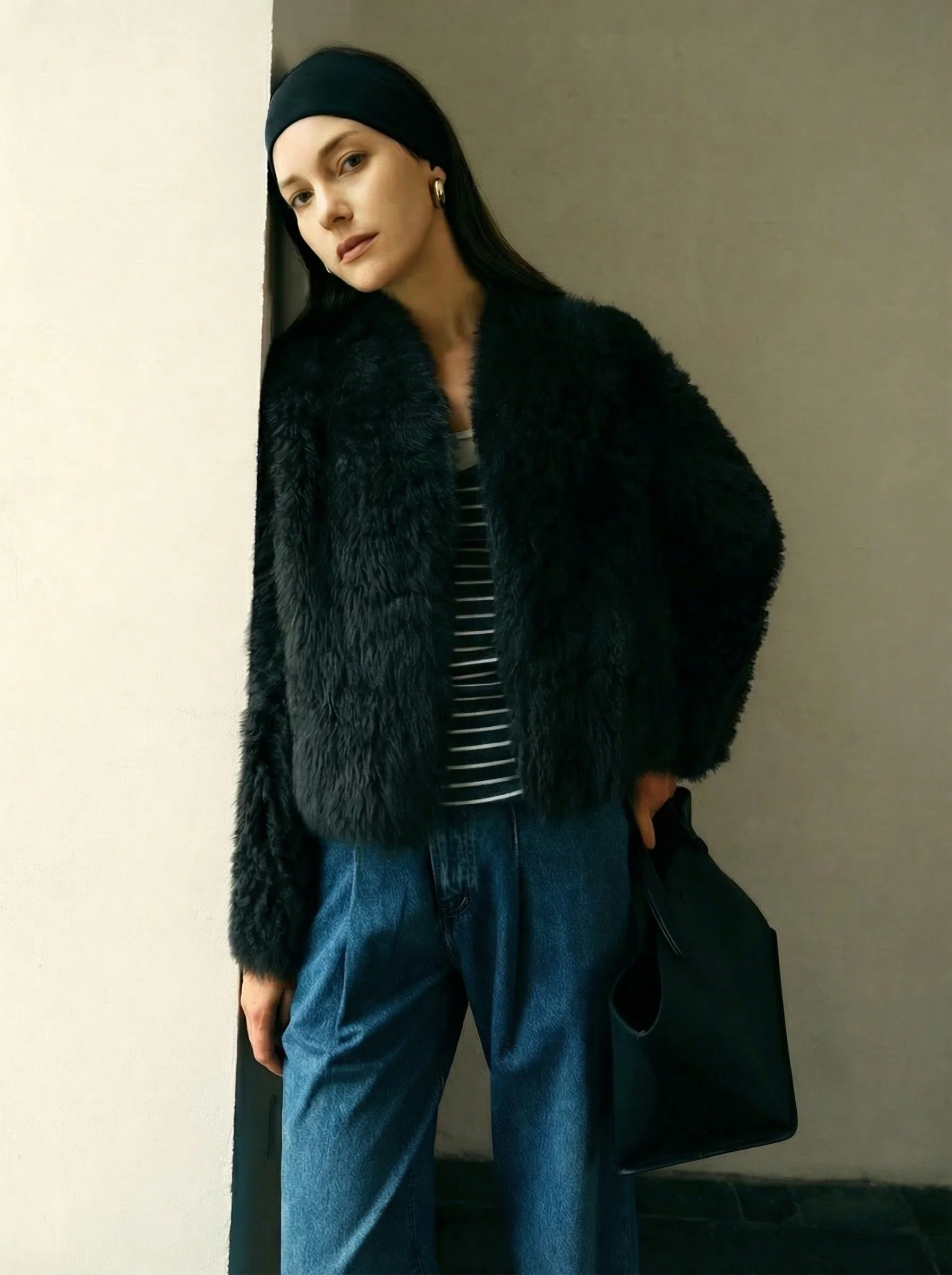 Toscana Shearling Cropped Jacket - Image 2