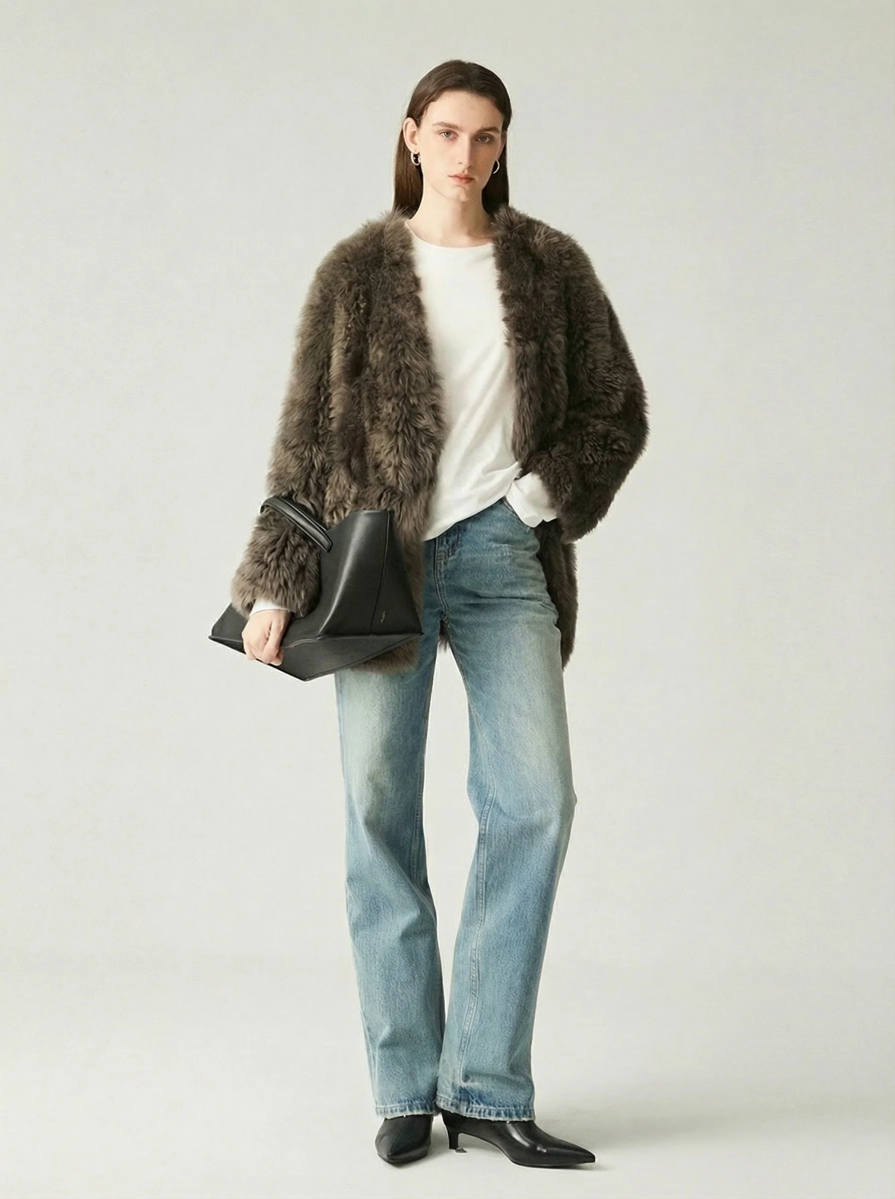 Toscana Shearling V-Neck Coat - Image 2