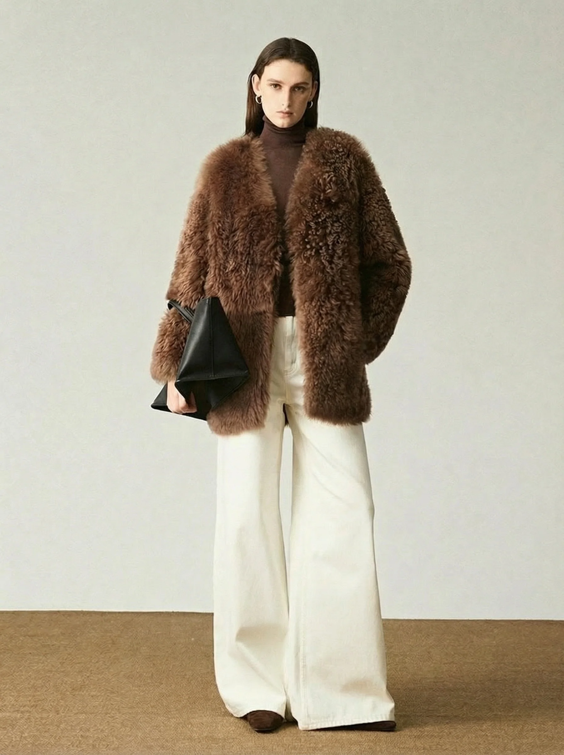 Toscana Shearling V-Neck Coat - Image 3