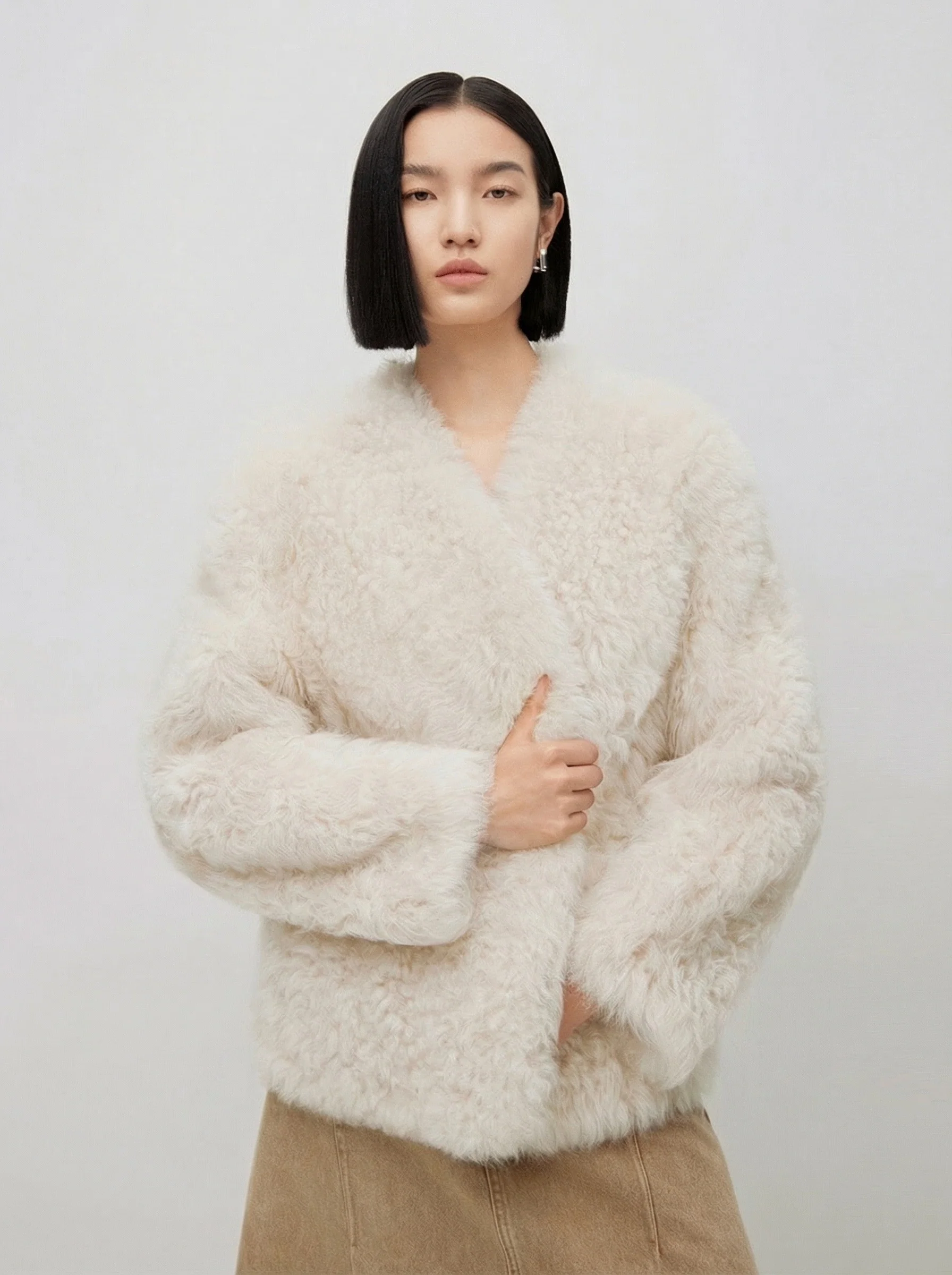 Toscana Shearling V-Neck Jacket - Image 2