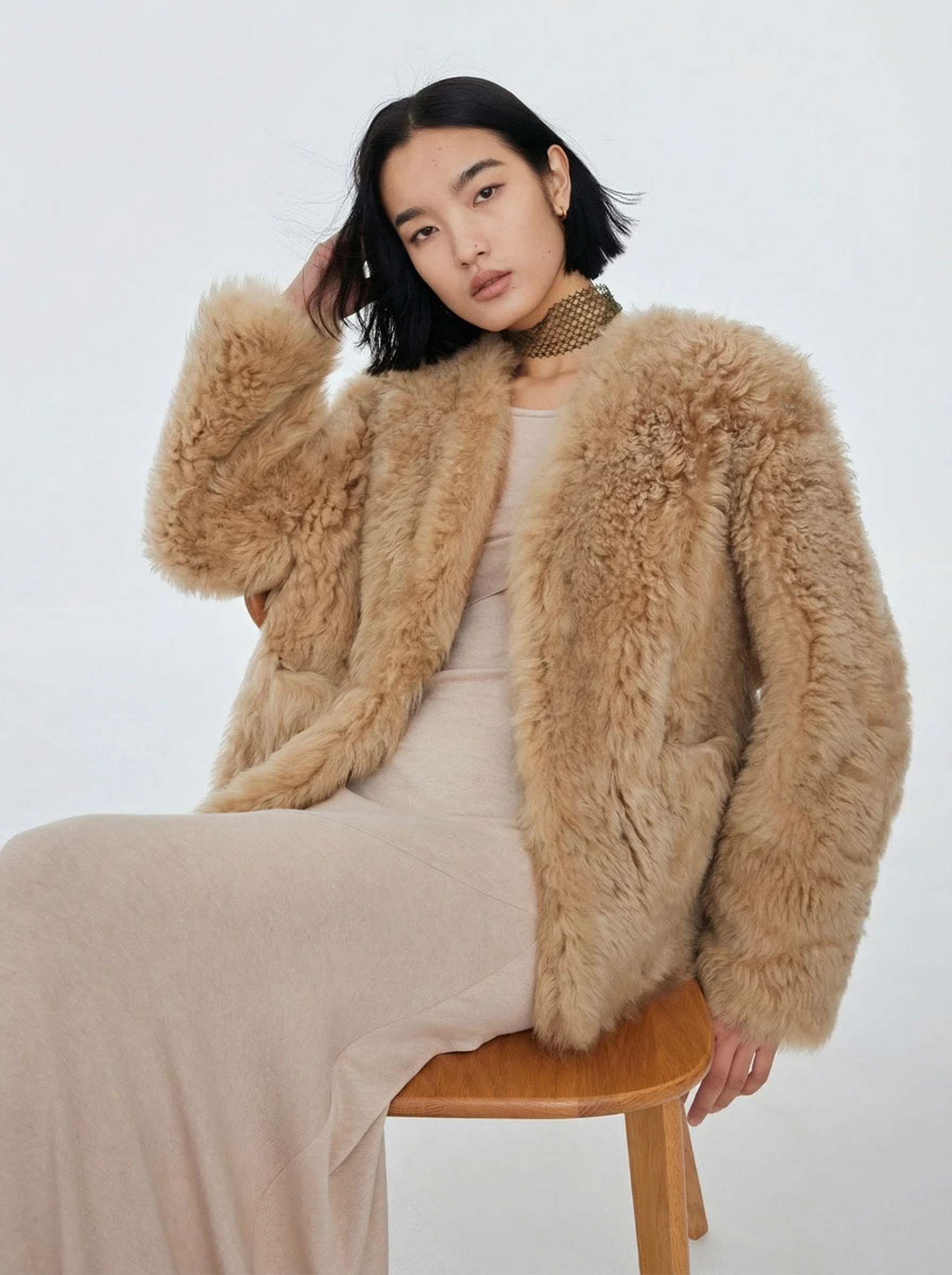 Toscana Shearling V-Neck Jacket - Image 3