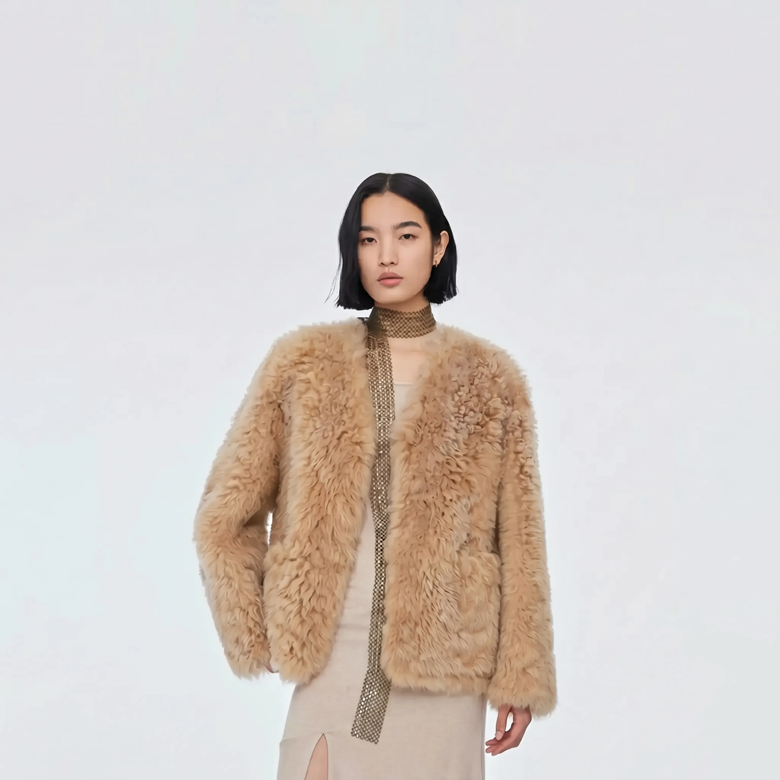 Toscana Shearling V-Neck Jacket - Image 8