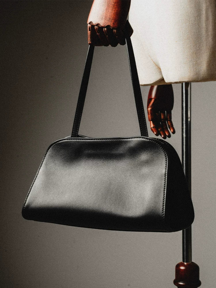 Trapezoid Leather Shoulder Bag