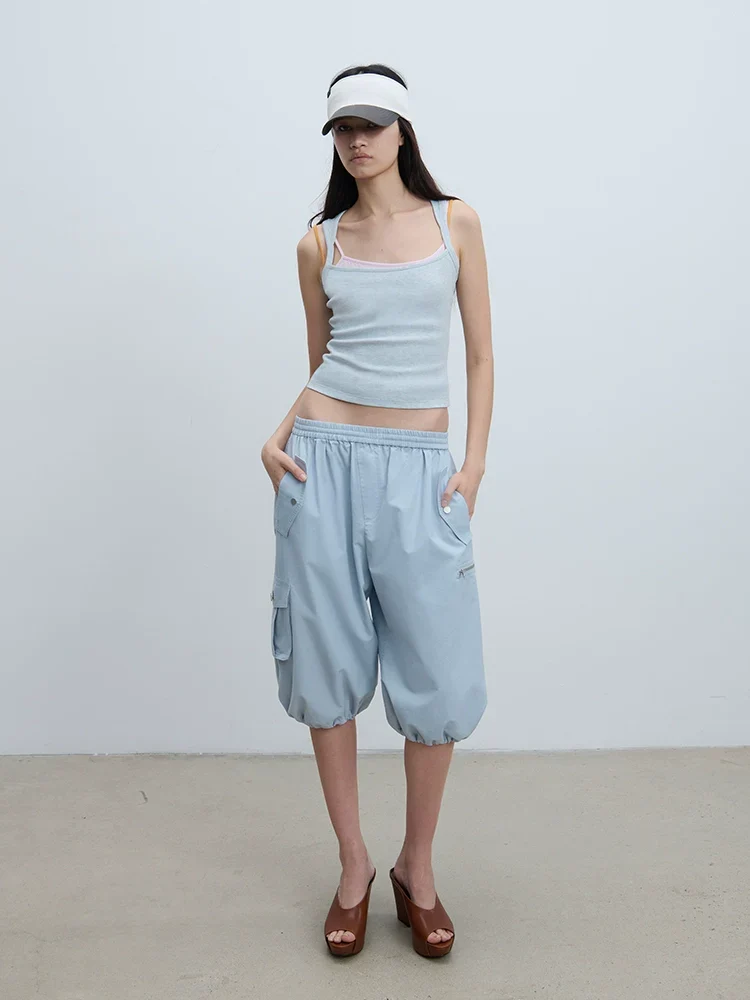 Trapezoidal Neckline Slim Ribbed Vest - Image 3