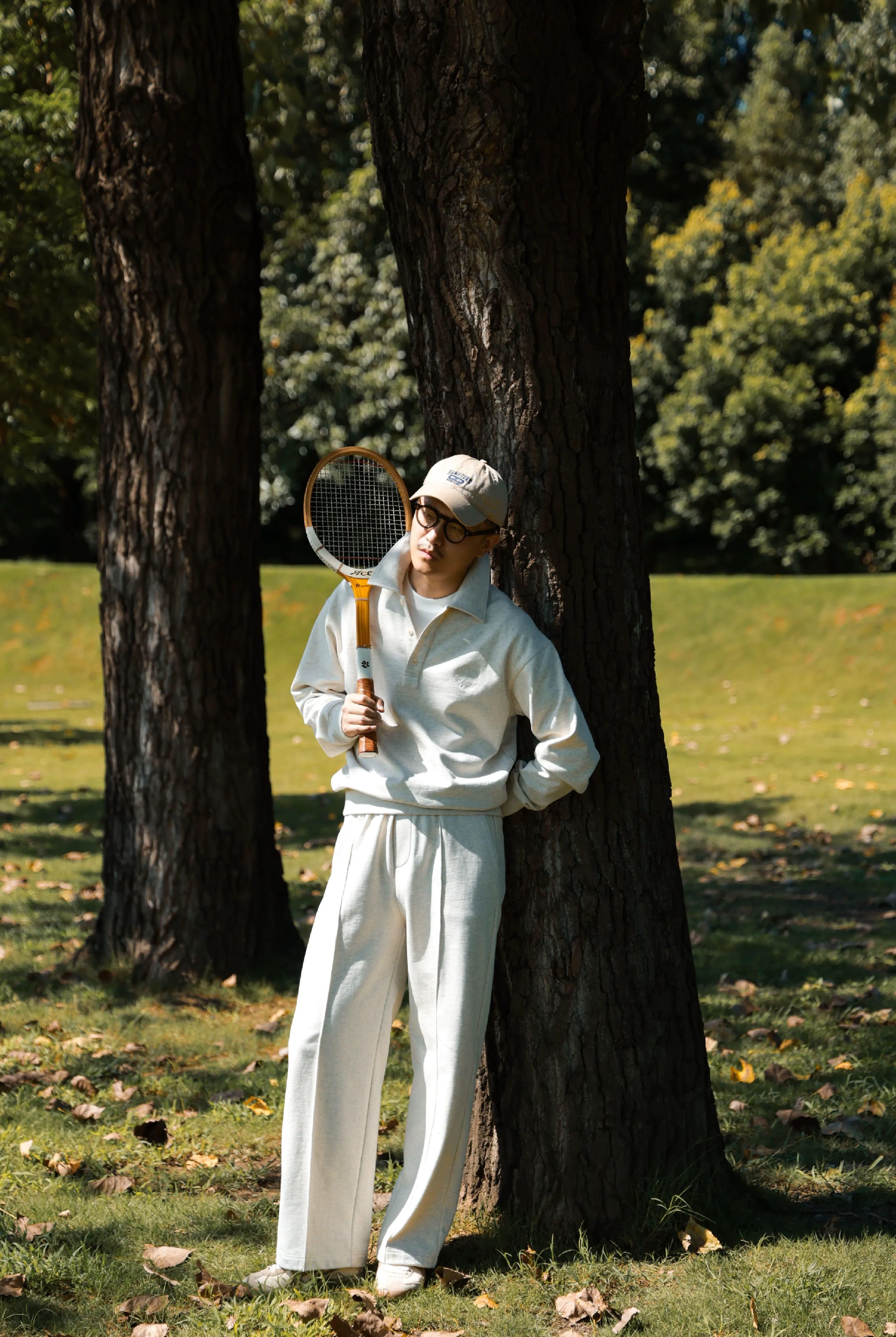 Travertine White Cotton Polo Sweat Set