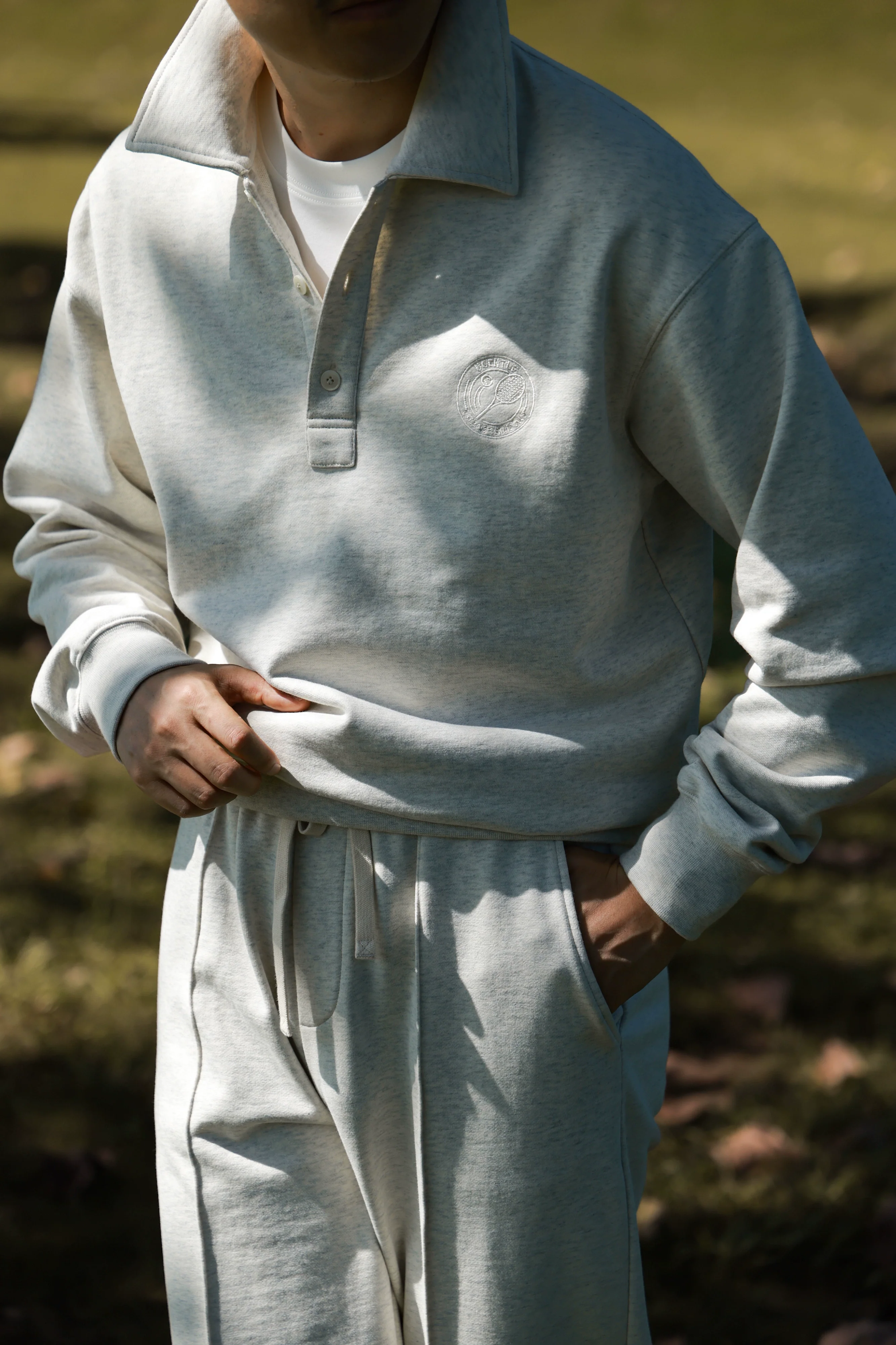 Travertine White Cotton Polo Sweat Set - Image 4