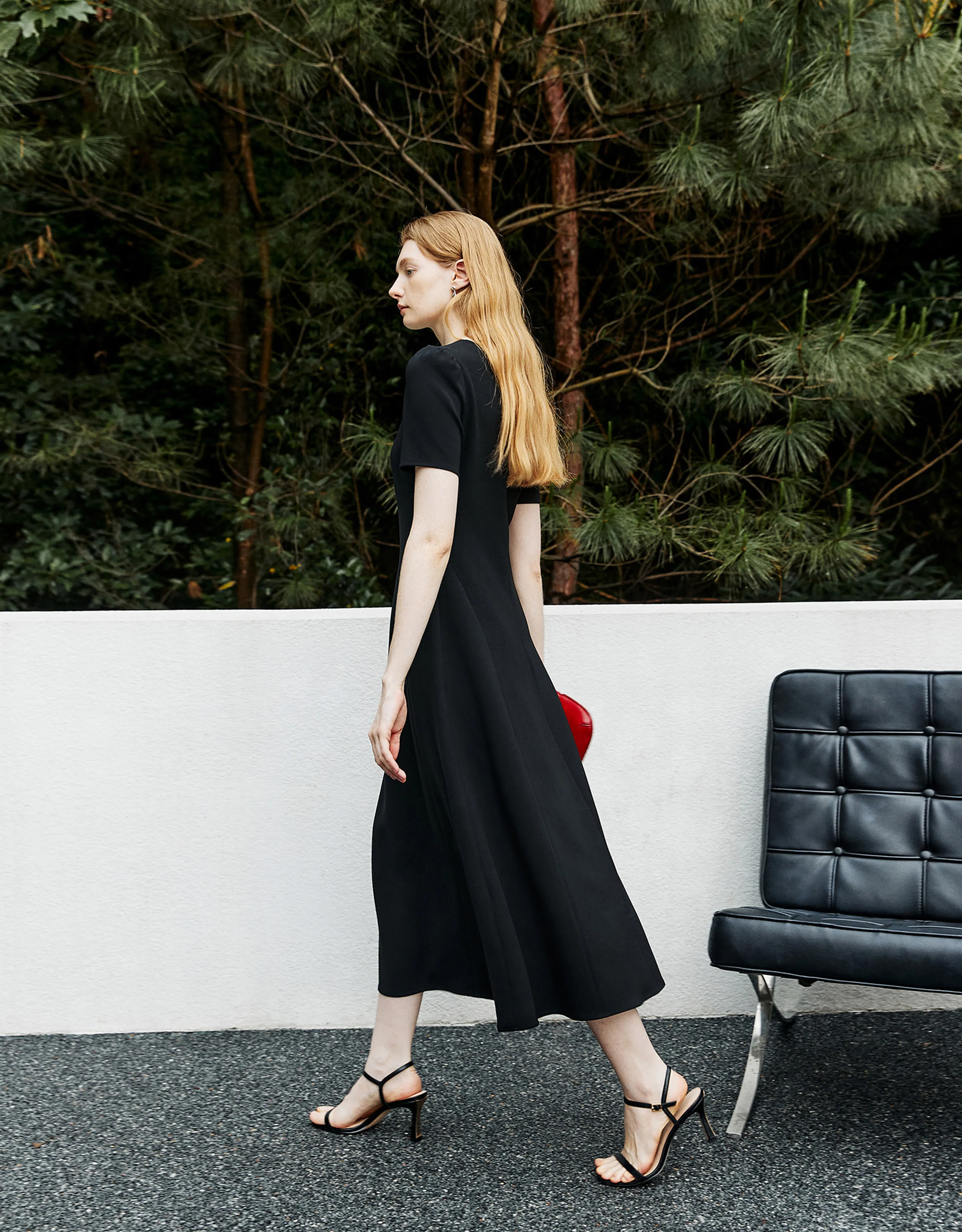 Triacetate Crew A-Line Midi Dress - Image 3