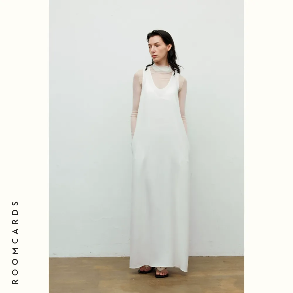 Triacetate U-Neck Sleeveless Maxi Dress - Image 7