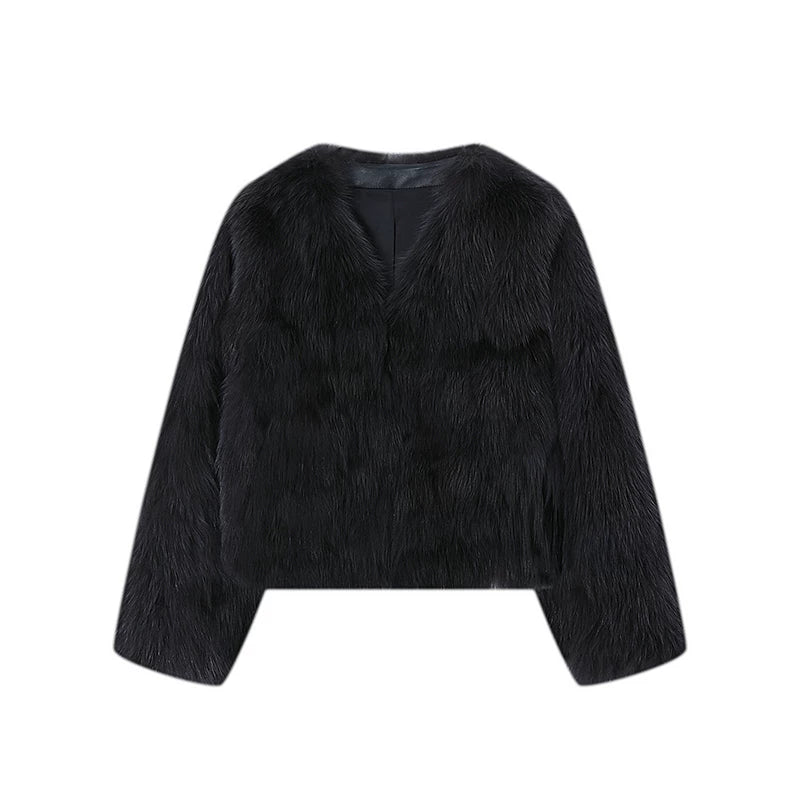 Triangle Collar Fox Fur Jacket - Image 5