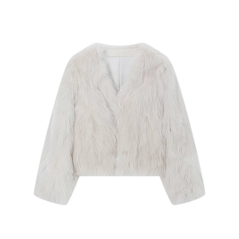 Triangle Collar Fox Fur Jacket - Image 6