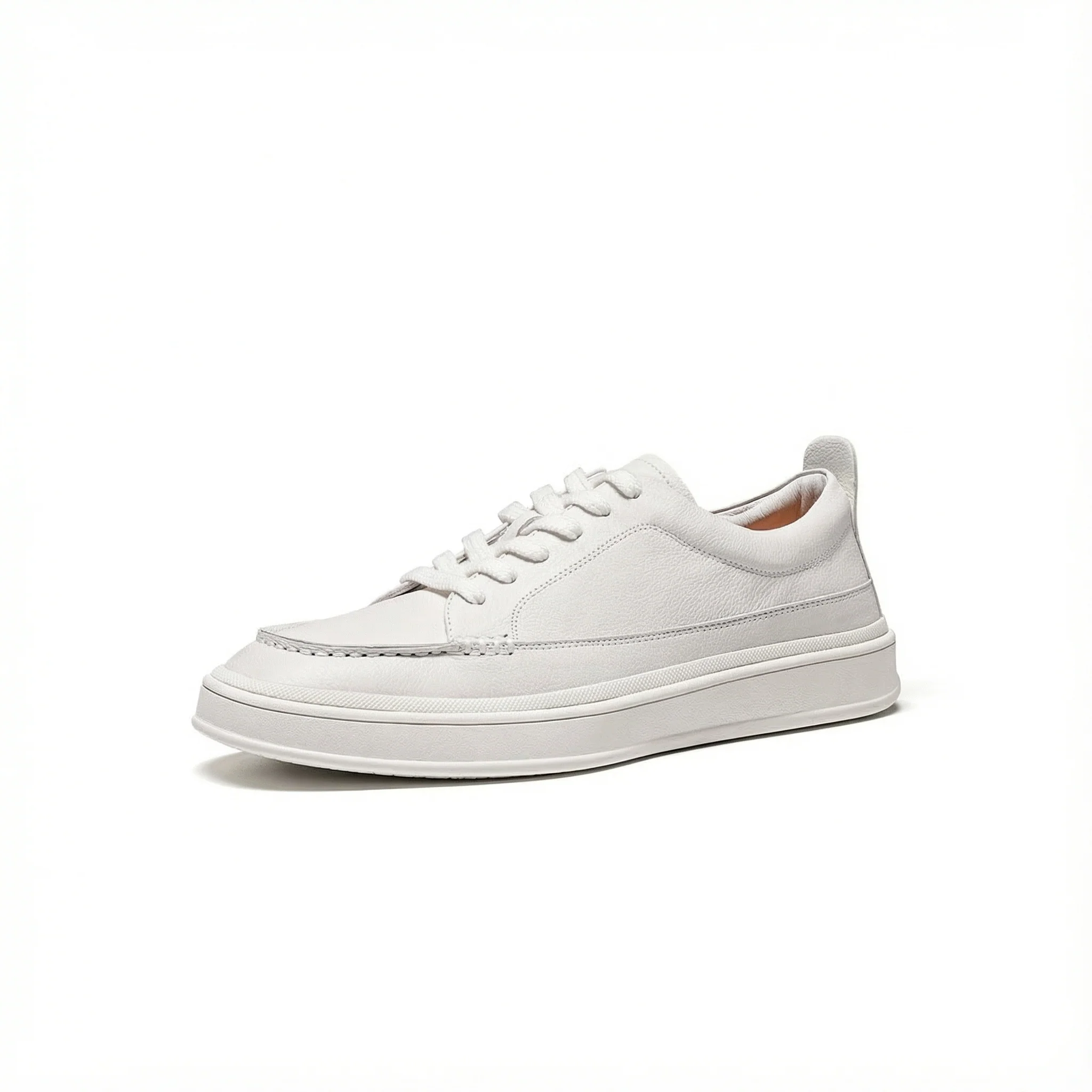 Tumbled Italian Calf Leather Moc-Toe Sneaker
