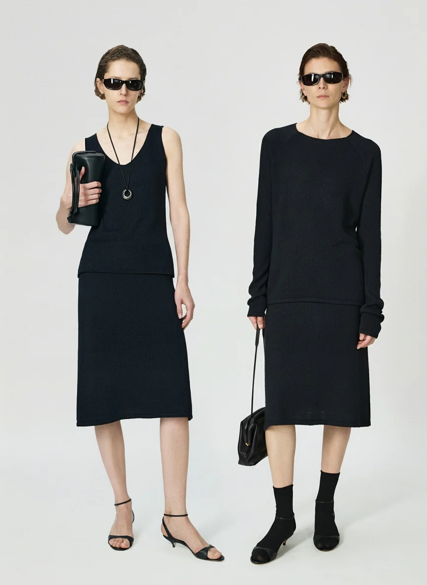 Tussah Silk Knit Three-Piece Set - Image 4
