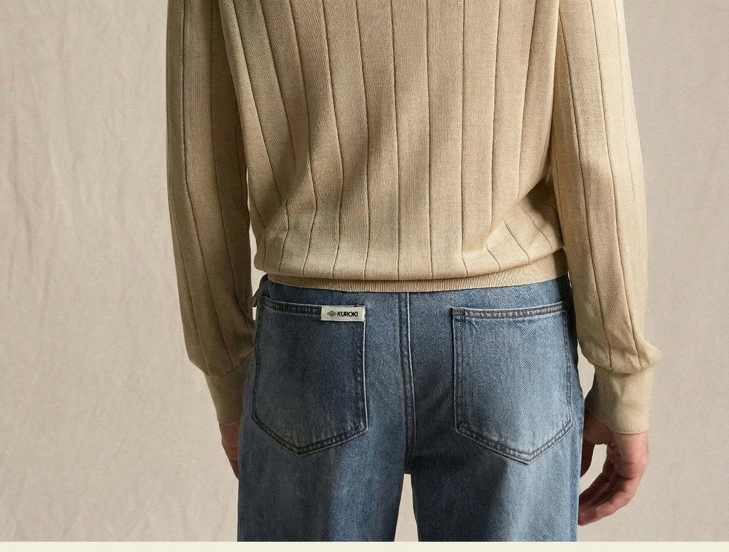Tussah Silk Ribbed Long-Sleeve Polo - Image 3