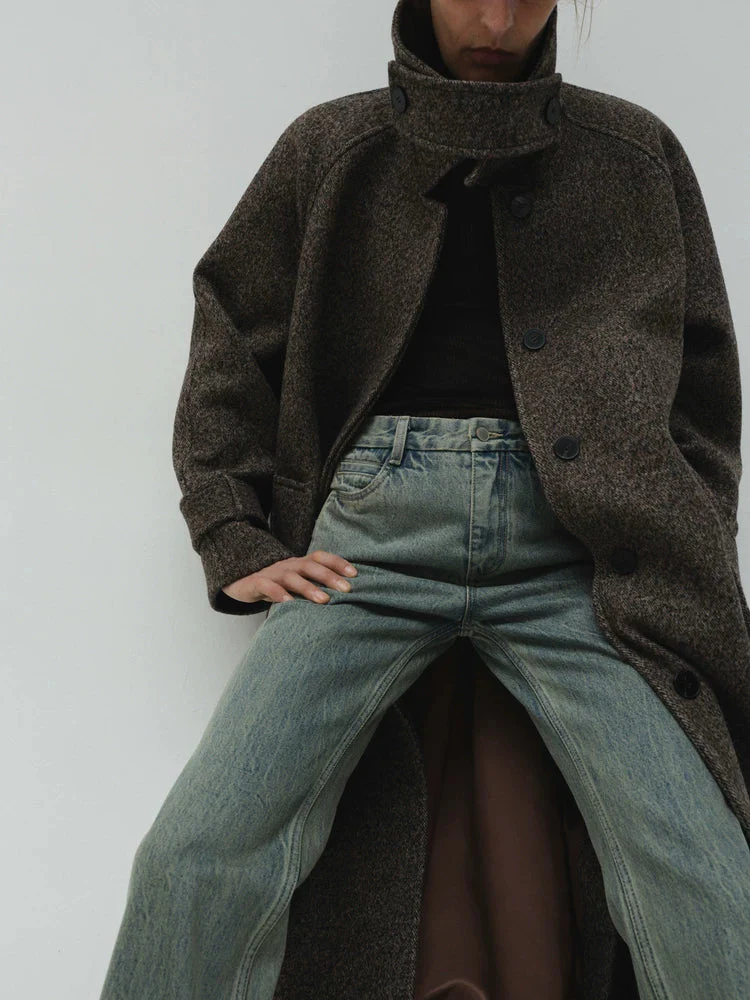 Tweed Stand-Collar Coat