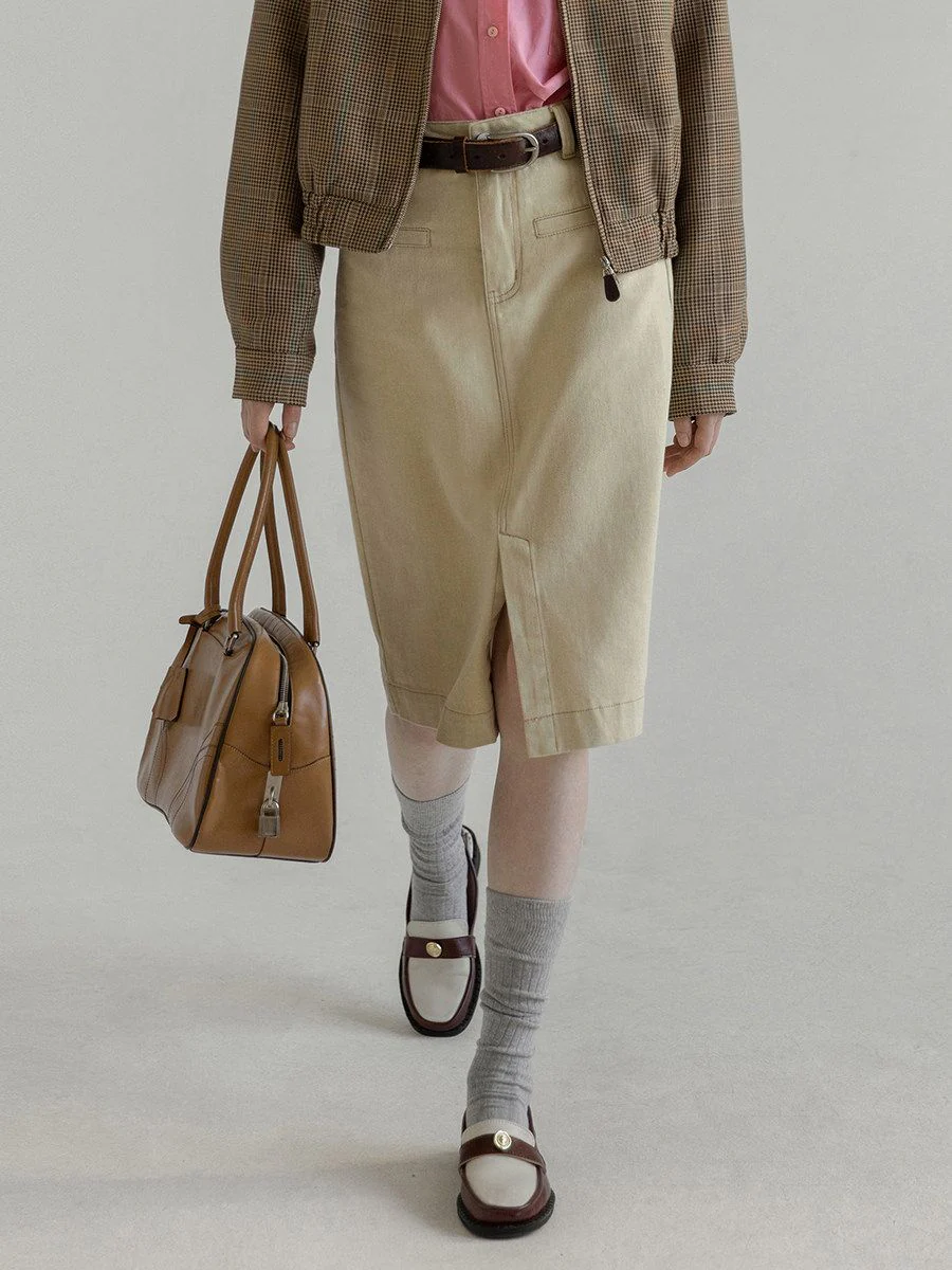 Twill Midi Skirt