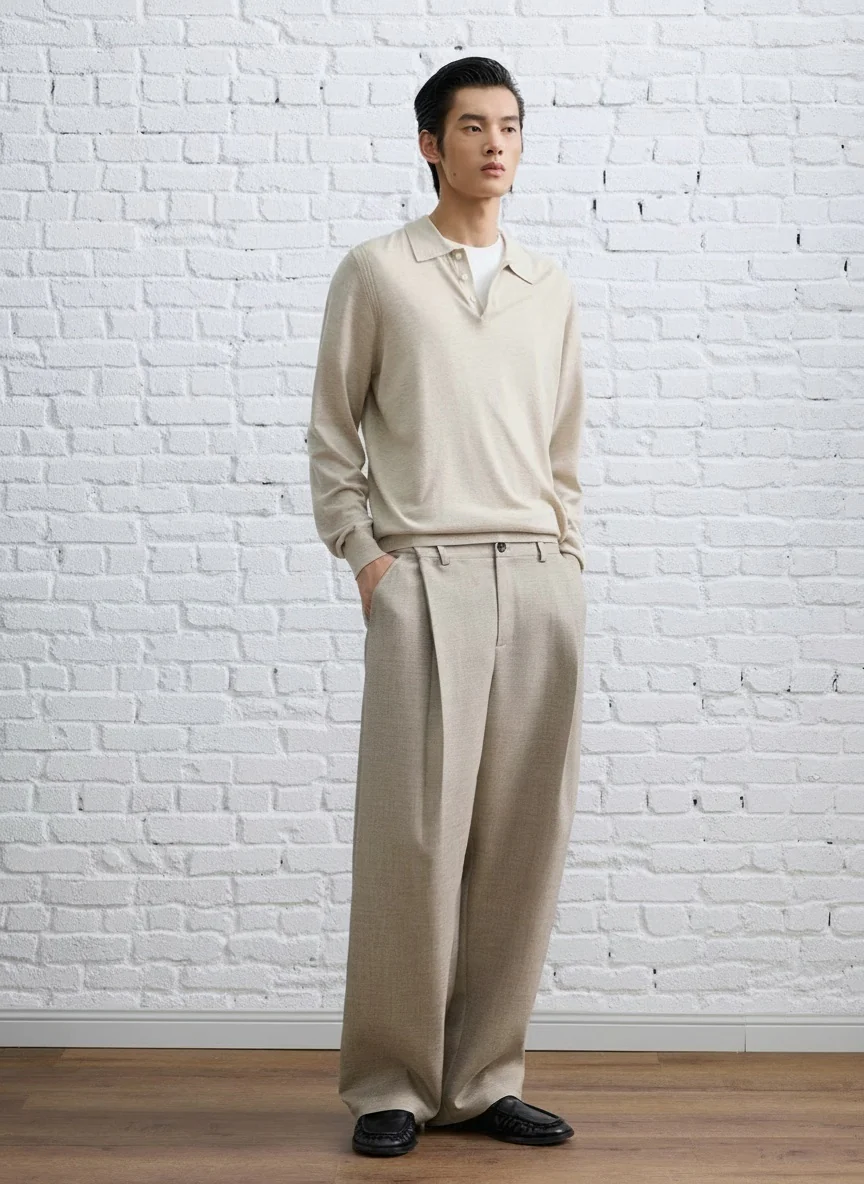 Twill Straight-Leg Trousers