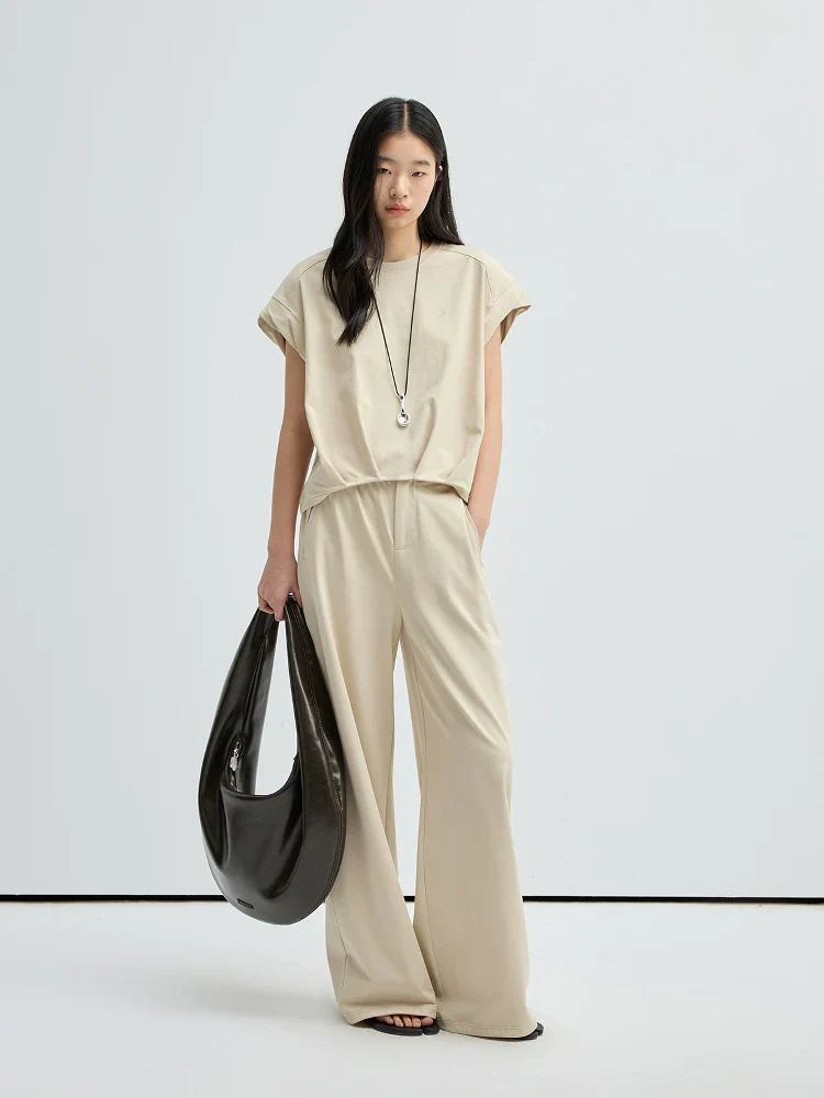 Twist-Cuff Tee & Wide-Leg Pants Set