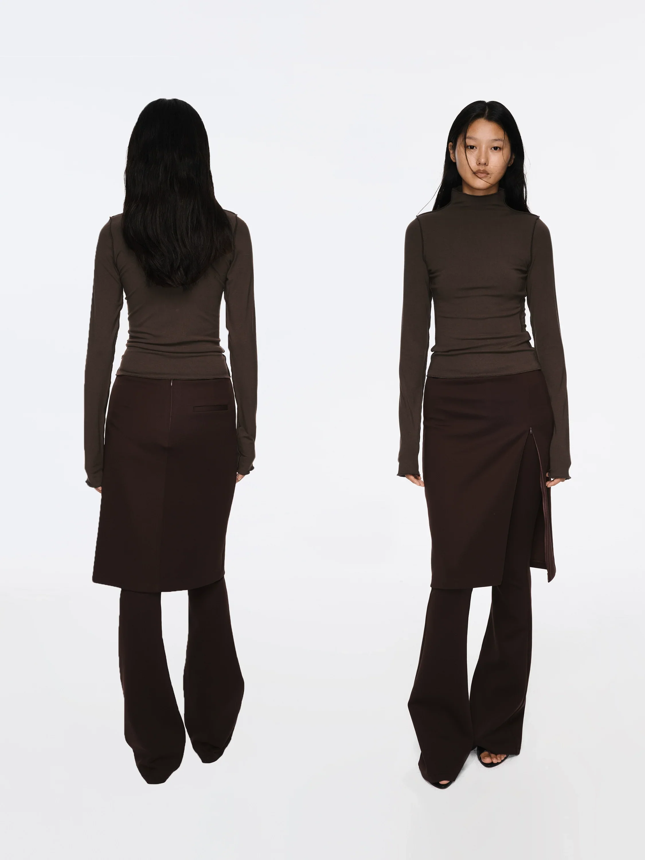 Two-in-One Knit Flared Pants Skirt - Image 2