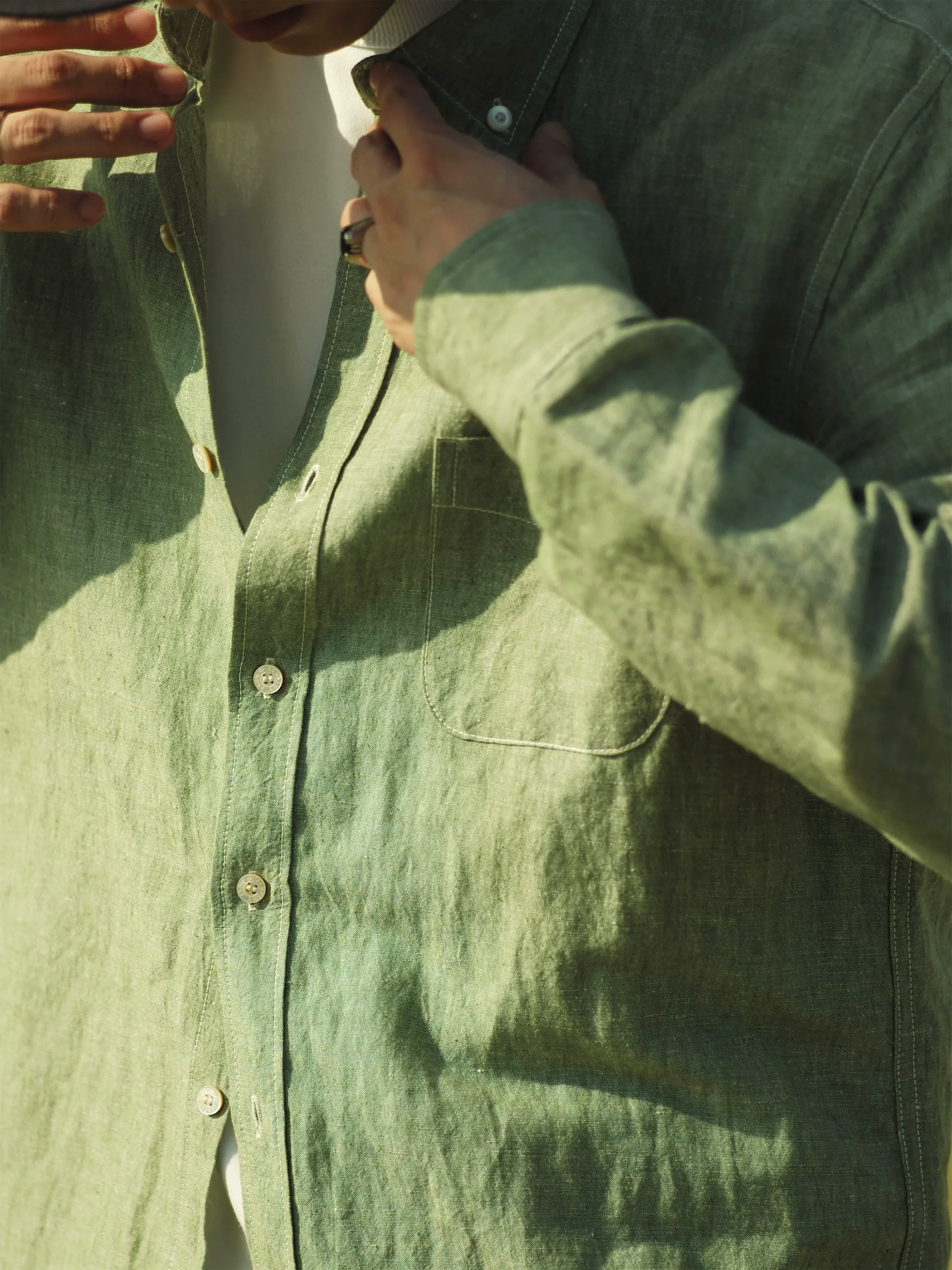 Two-Tone Cotton-Linen Shirt - Image 4