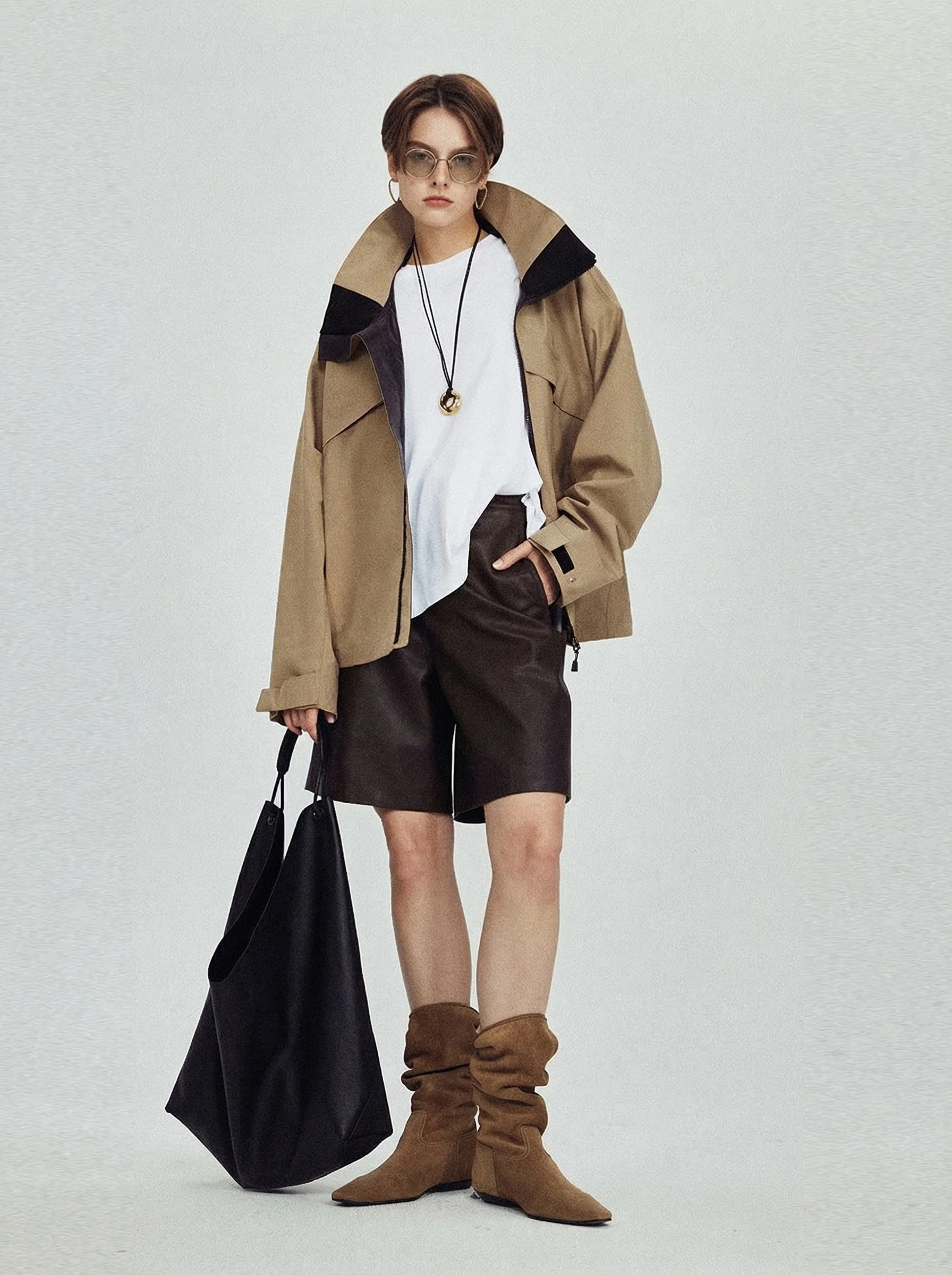 Two-Tone Hooded Jacket