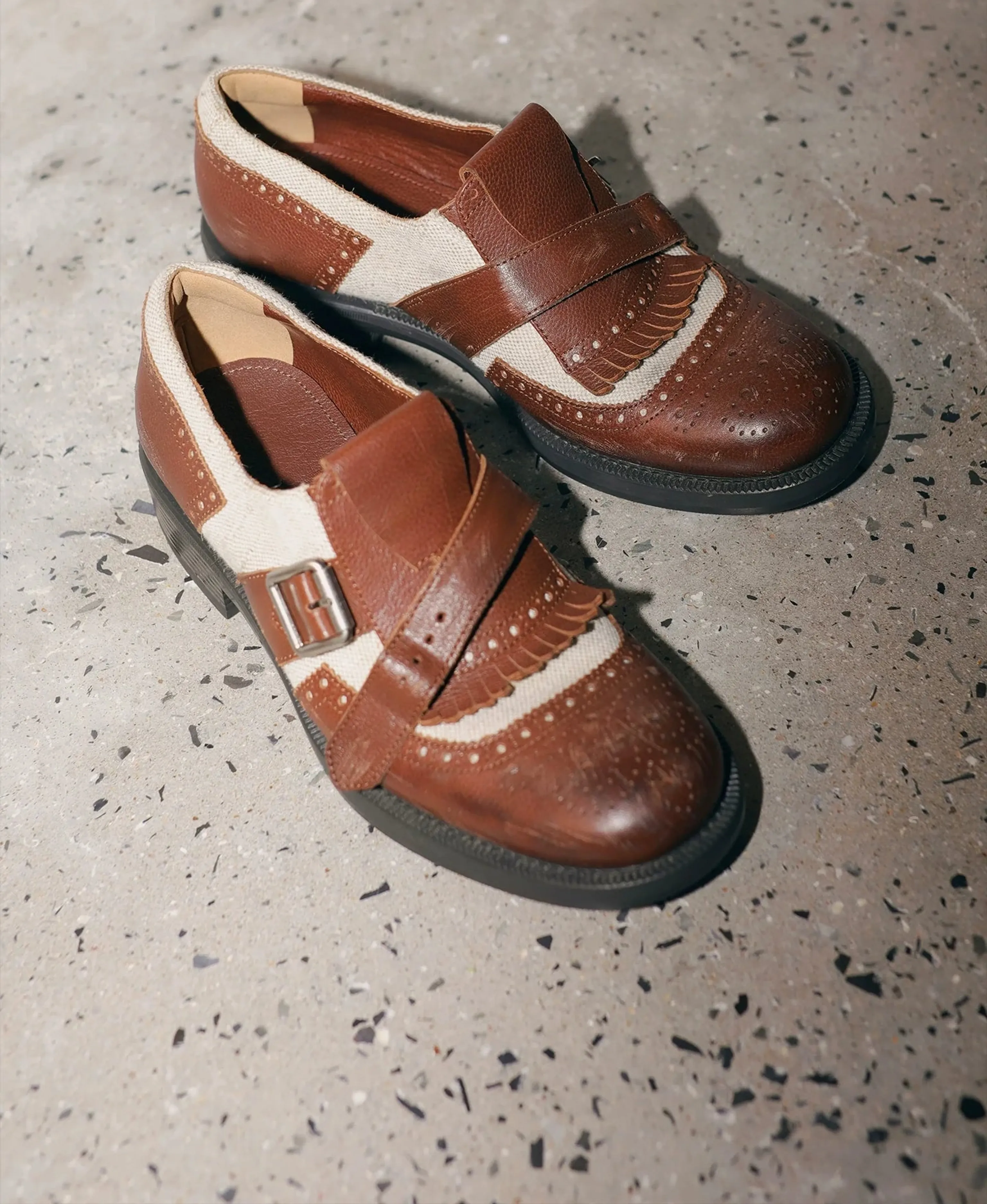 Two-Tone Kiltie Monk Loafers