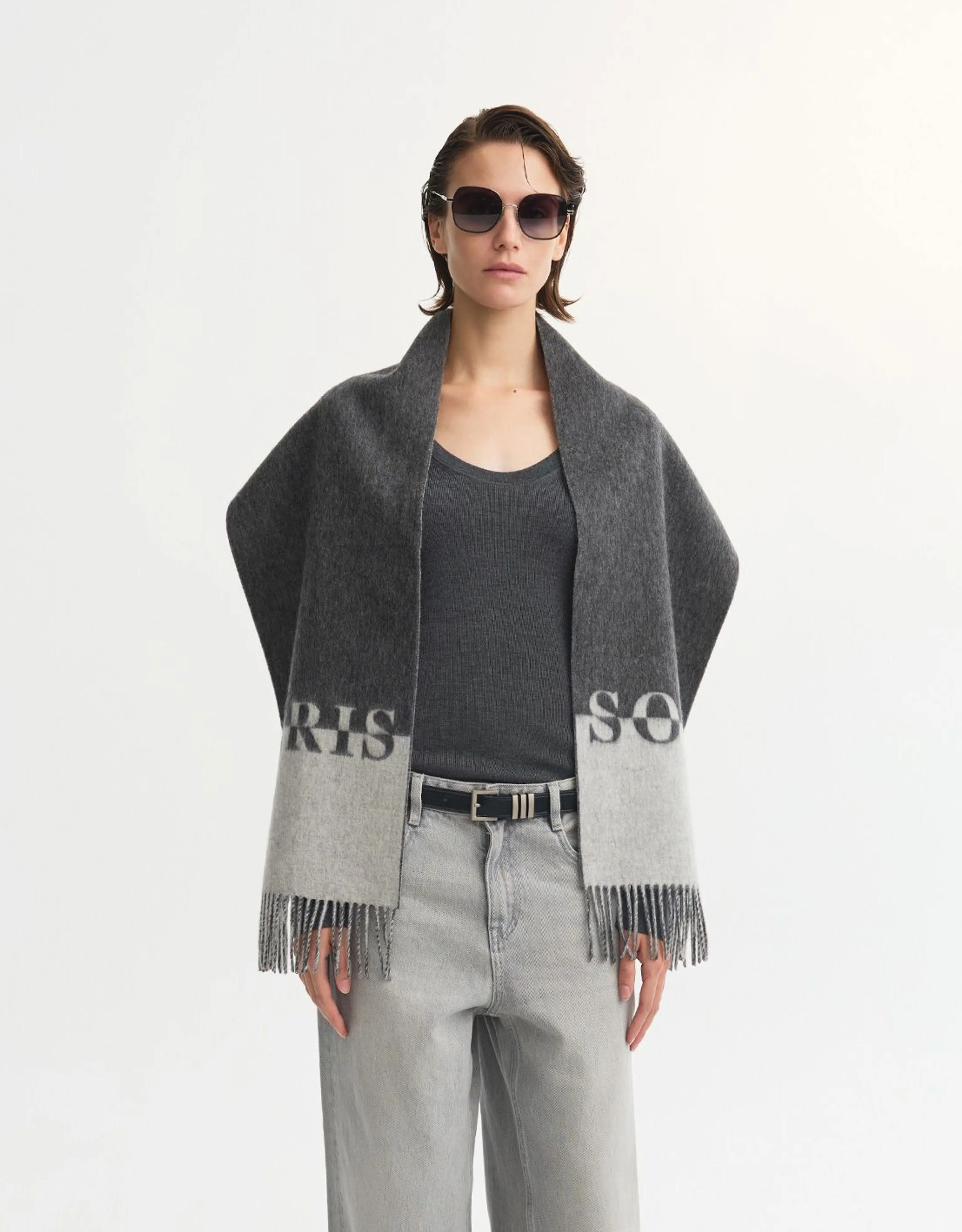 Two-Tone Lambswool Jacquard Scarf