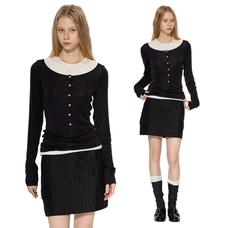 Two-tone Long Sleeve Top - Image 4