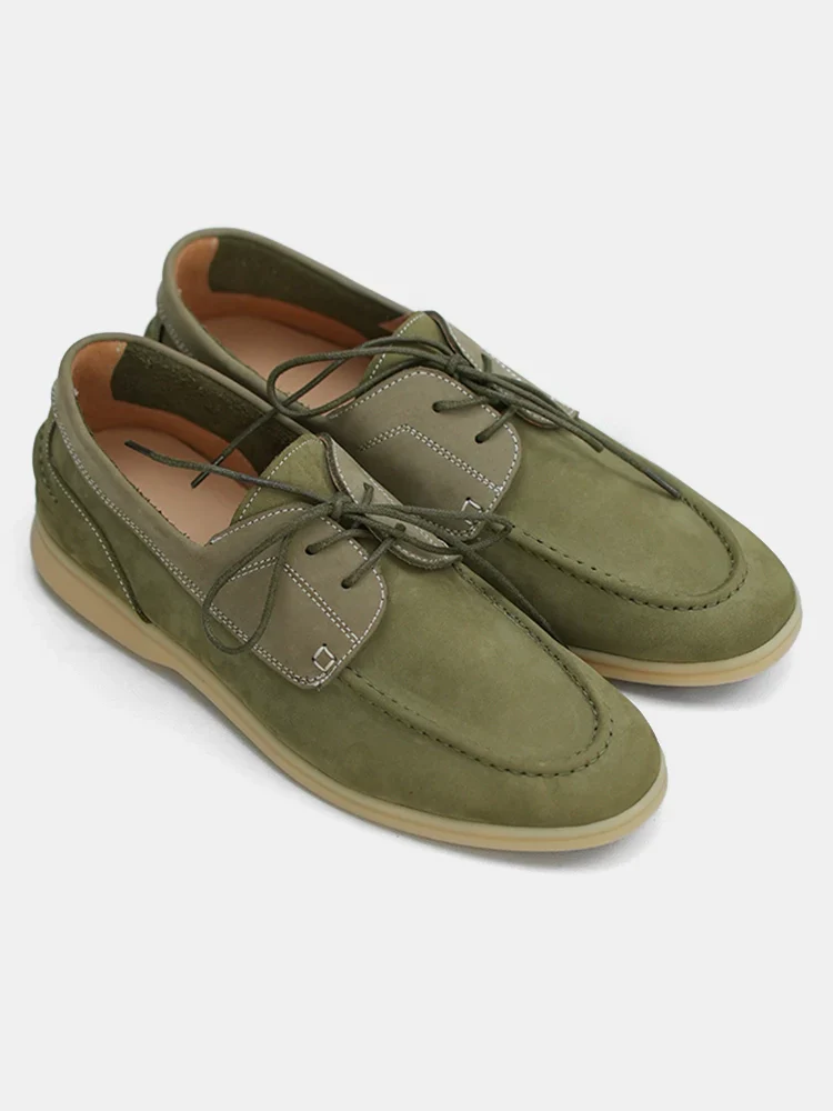Two-Tone Nubuck Moc-Toe Boat Shoes