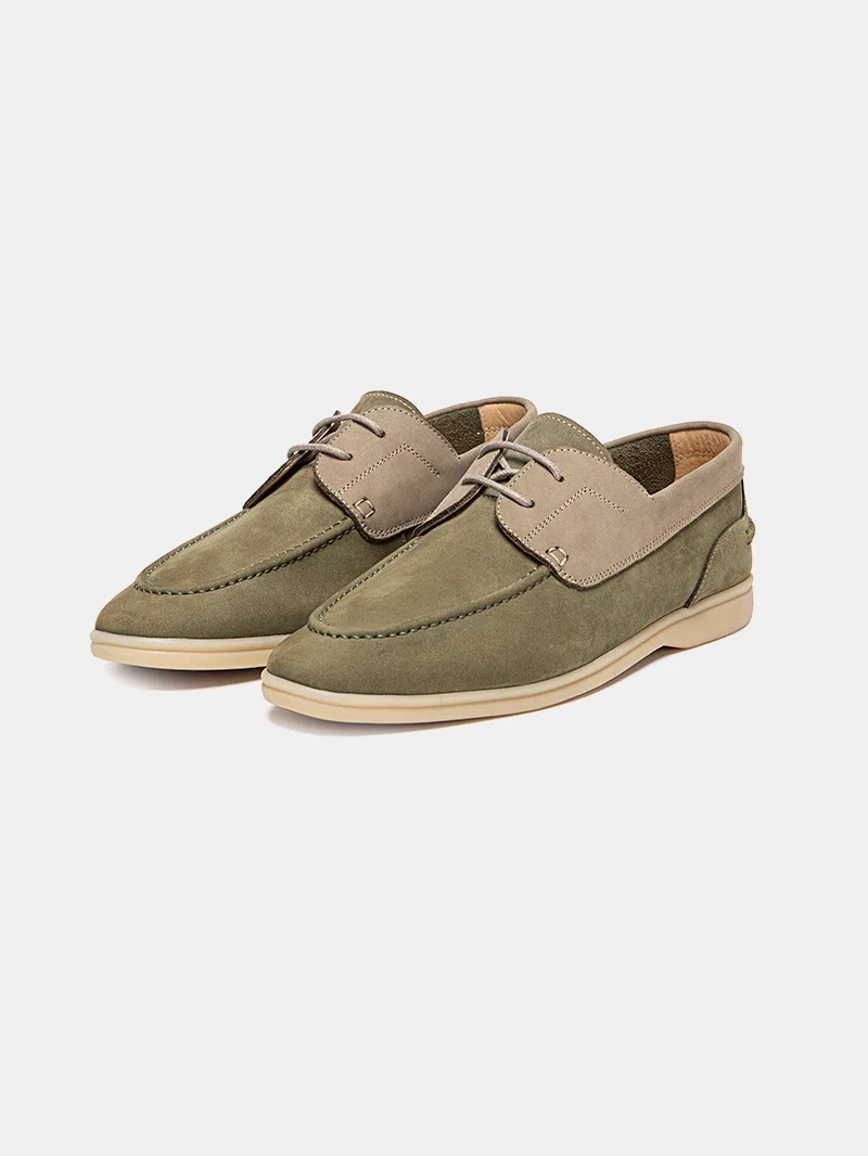 Two-Tone Nubuck Moc-Toe Boat Shoes - Image 2