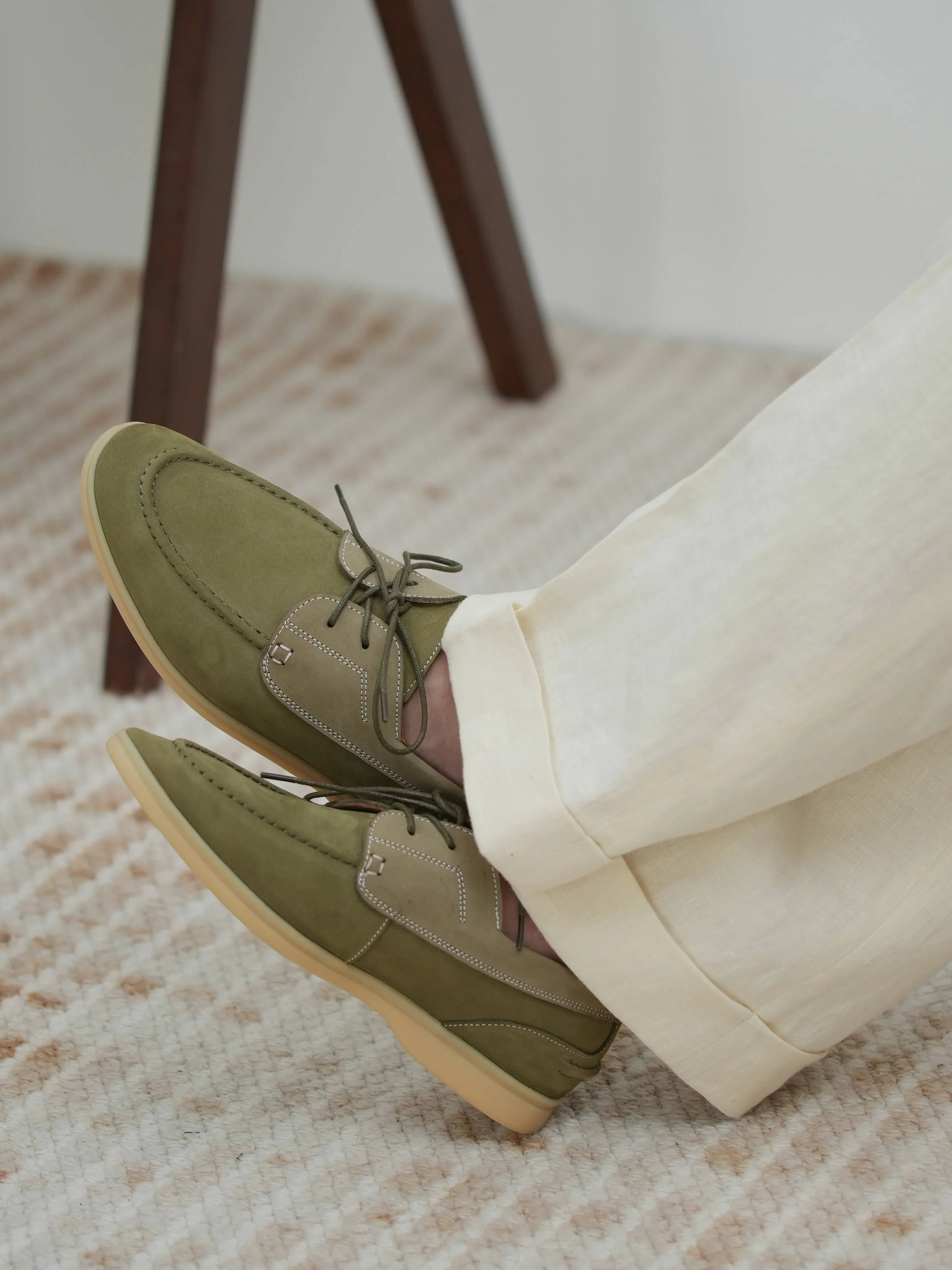Two-Tone Nubuck Moc-Toe Boat Shoes - Image 4