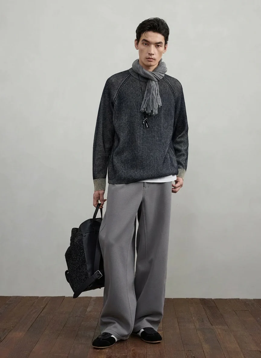 Two-Tone Pinstripe Raglan Sweater