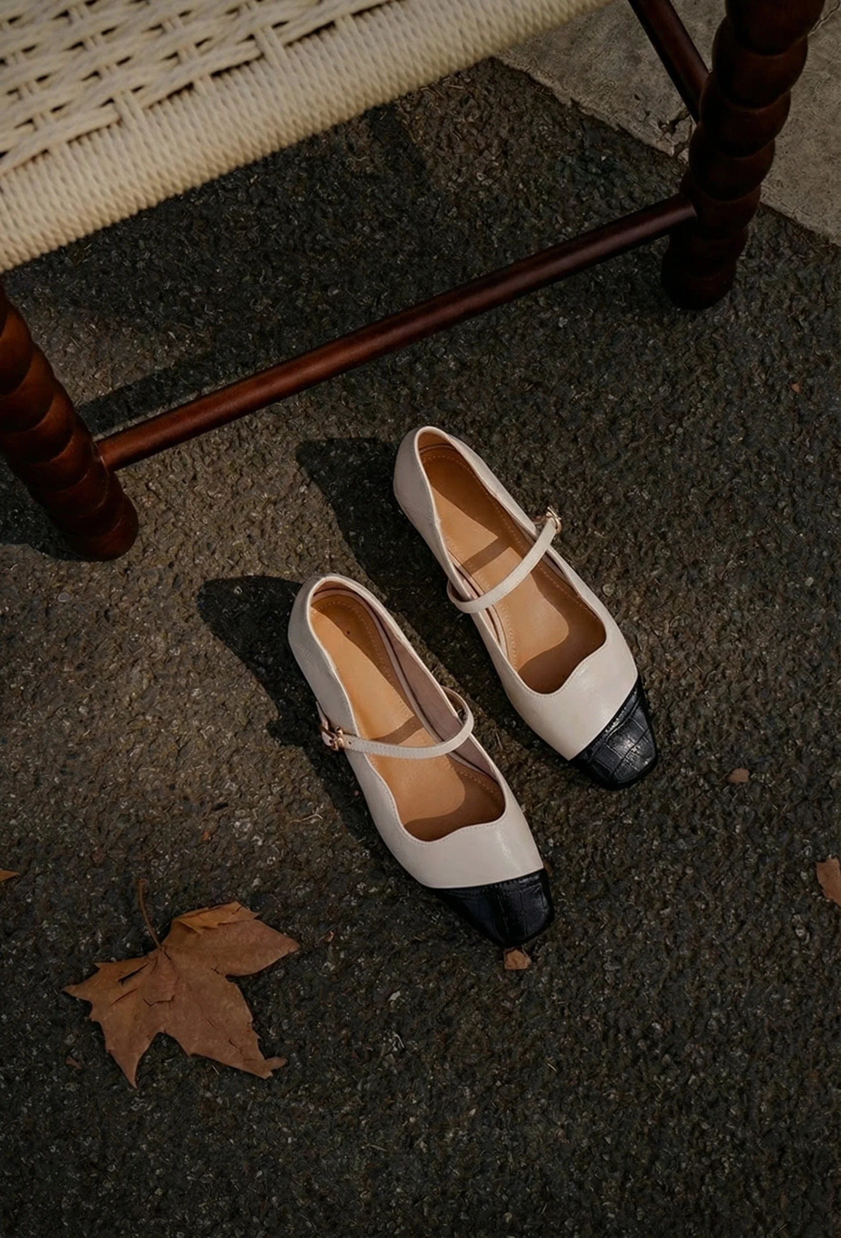 Two-Tone Square-Toe Mary Jane Flats - Image 2