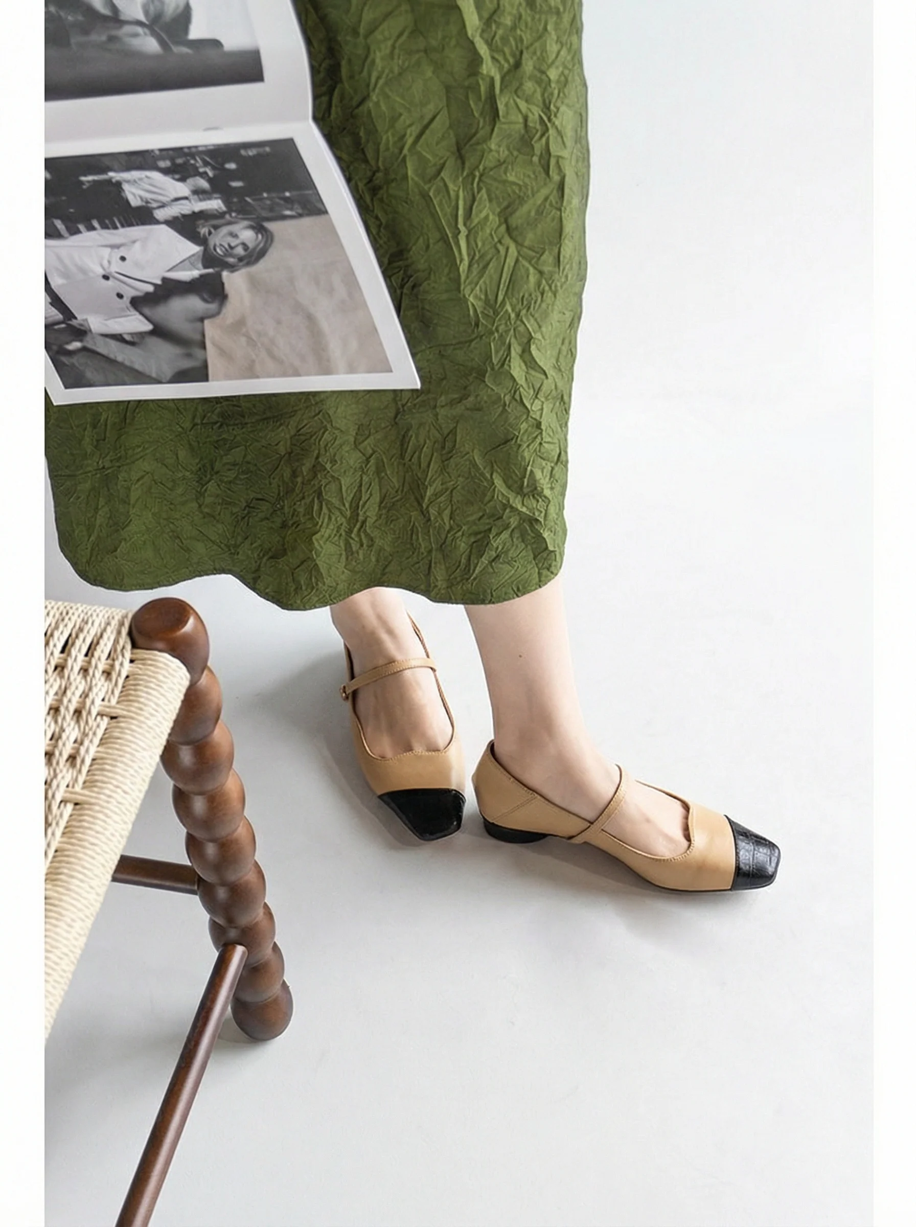 Two-Tone Square-Toe Mary Jane Flats - Image 4