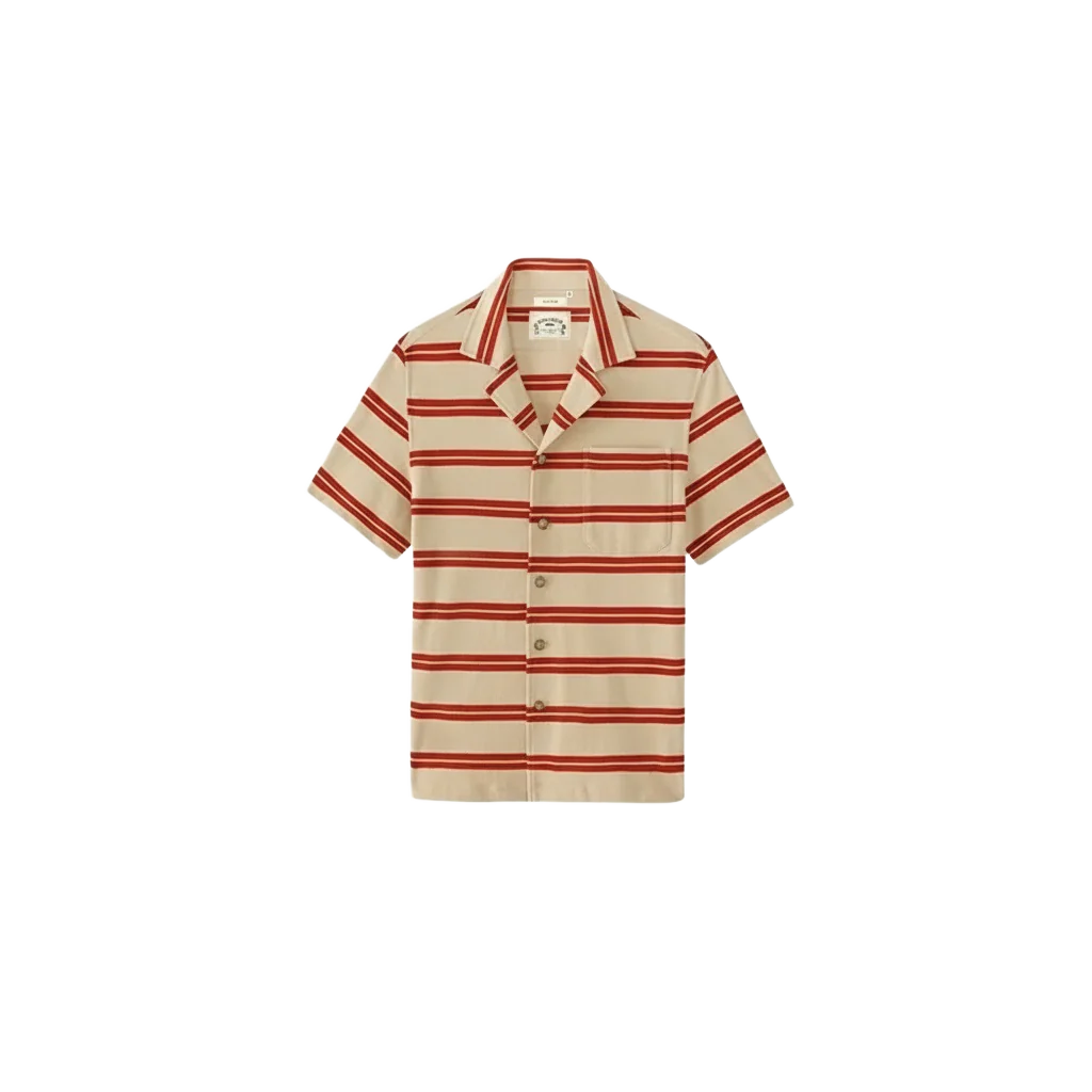 Two-Tone Striped Cuban Collar Shirt - Image 5