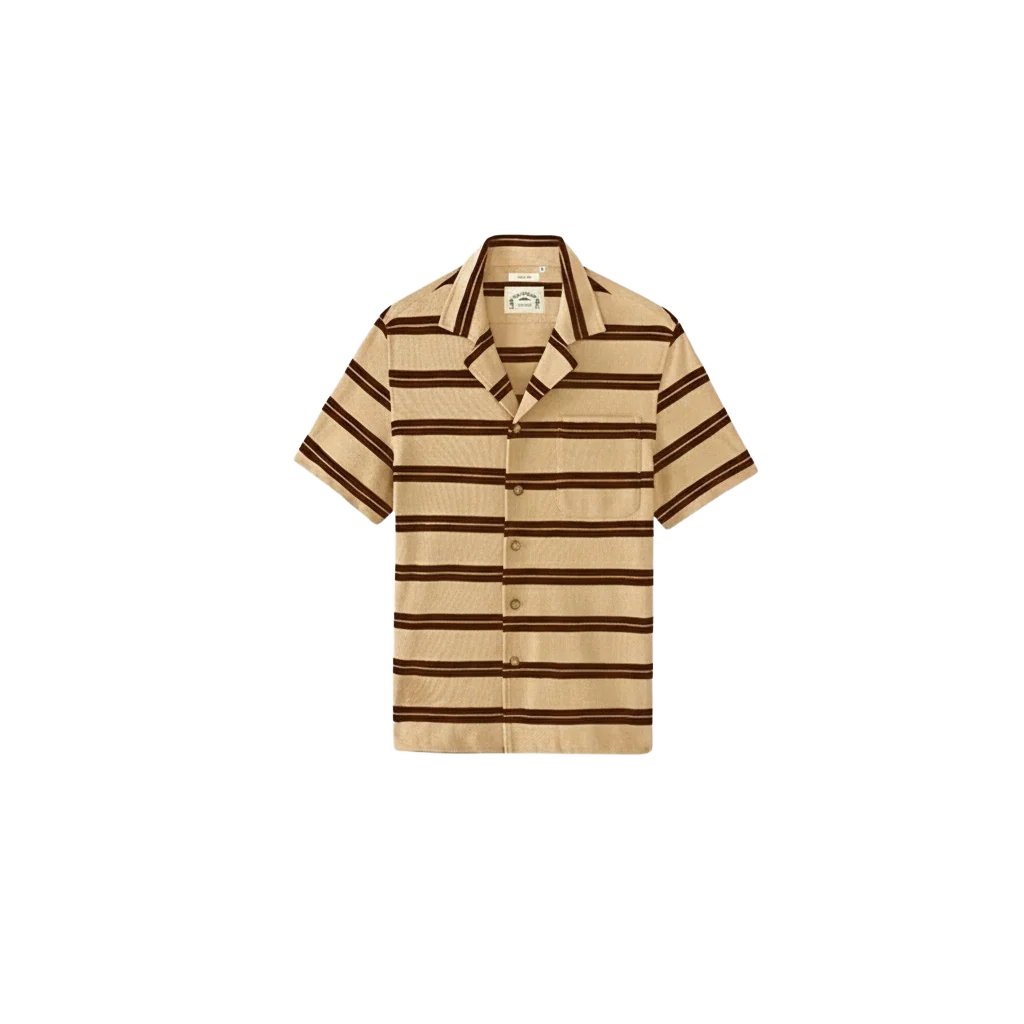 Two-Tone Striped Cuban Collar Shirt - Image 6