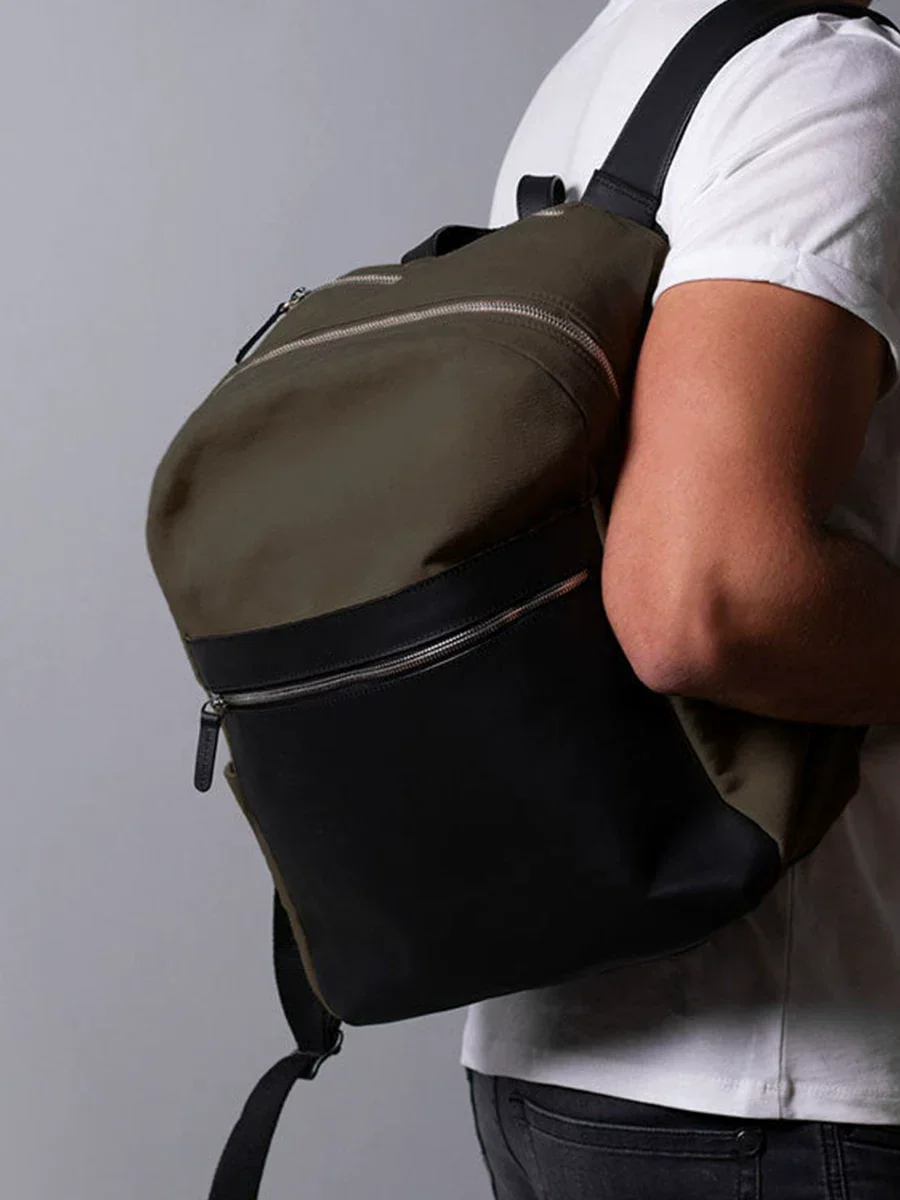 Two-Tone Top-Grain Leather Laptop Backpack - Image 3