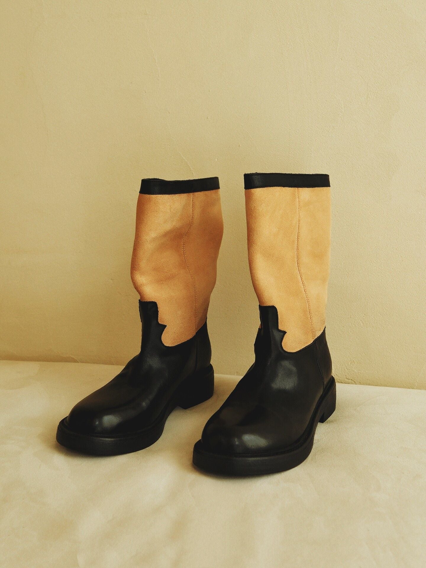 Two-Tone Top Grain Leather Mid Boots - Image 2