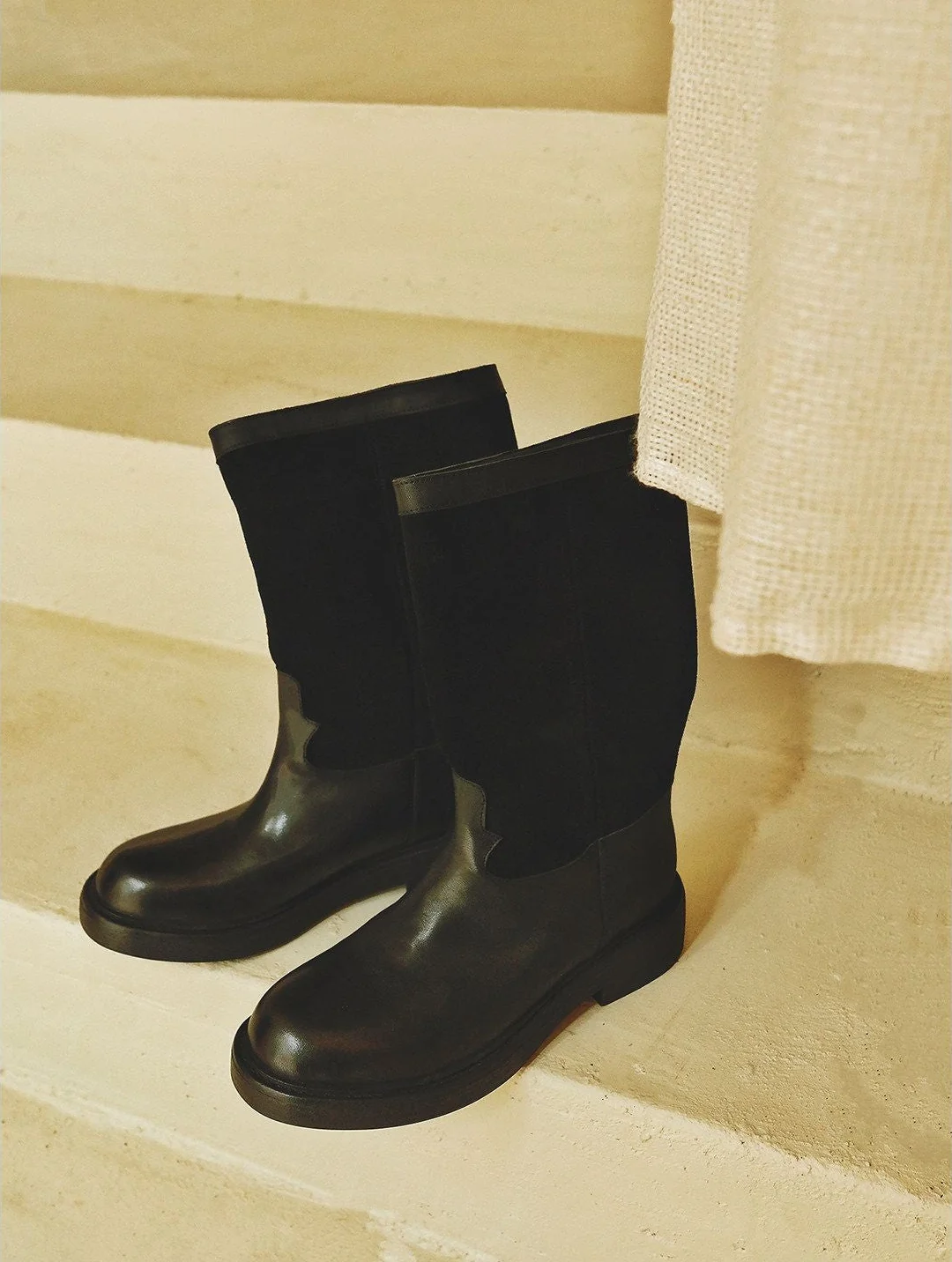 Two-Tone Top Grain Leather Mid Boots - Image 5
