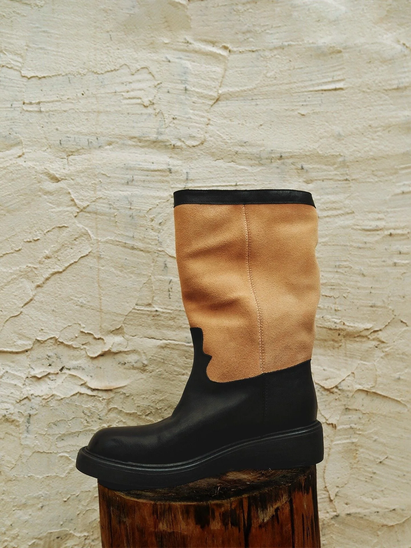 Two-Tone Top Grain Leather Mid Boots - Image 7