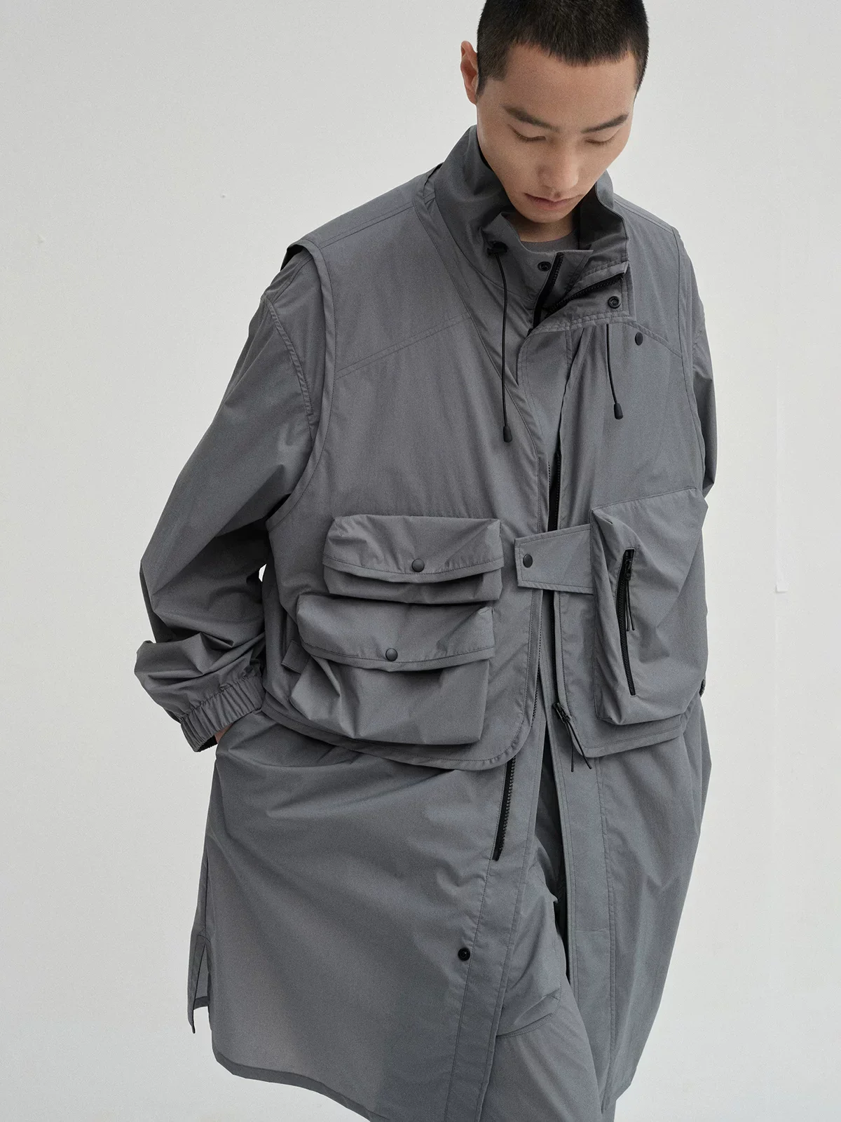 Ultralight Micro-Wrinkle Stretch Nylon Coat & Vest - Image 5